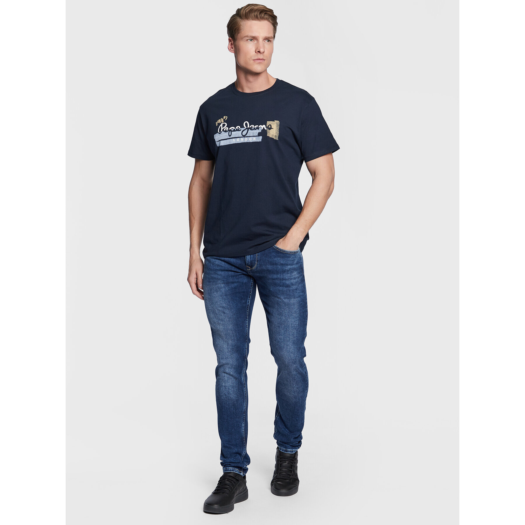 Pepe Jeans Тишърт Rafa PM508673 Тъмносин Regular Fit - Pepit.bg