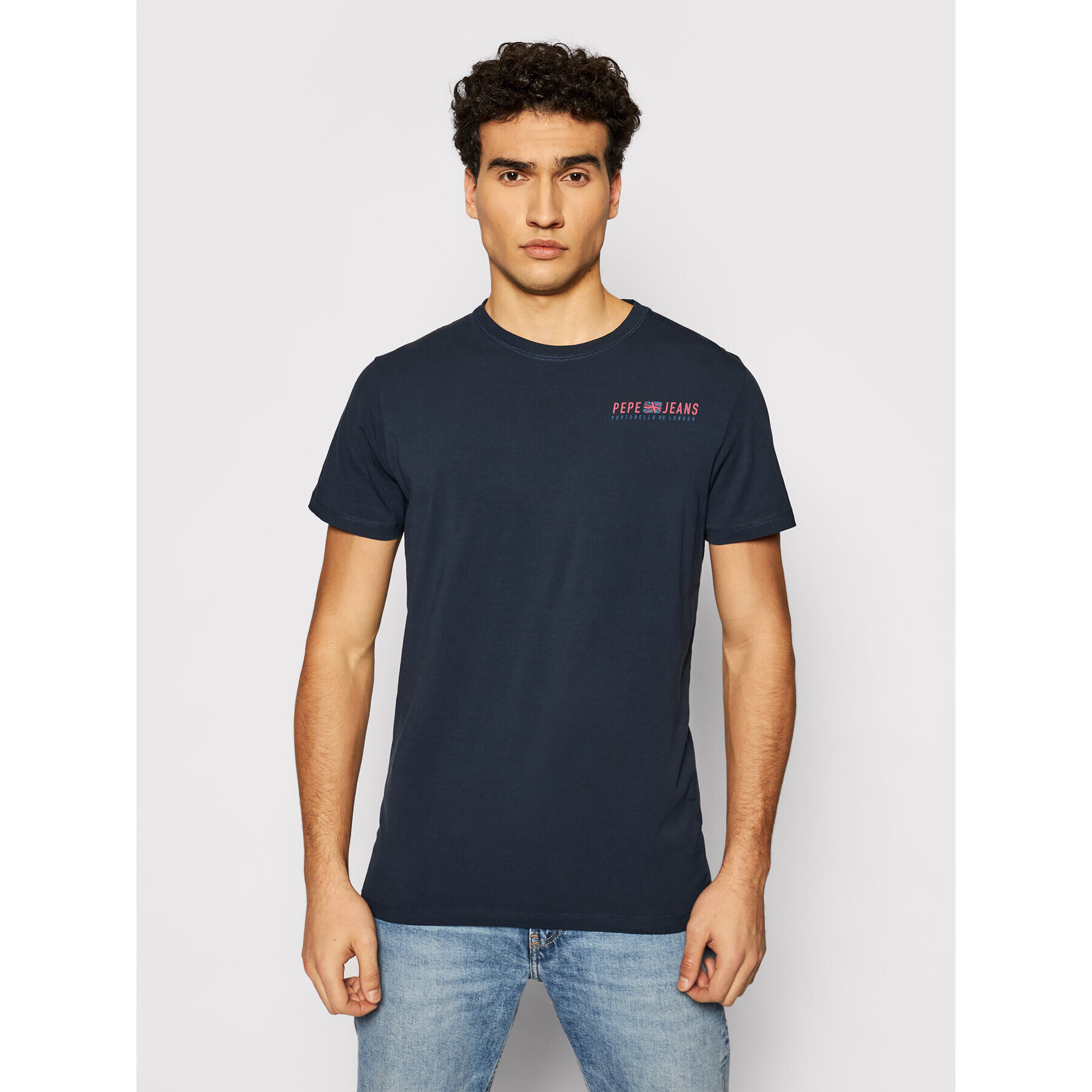 Pepe Jeans Тишърт Ramon PM507849 Тъмносин Slim Fit - Pepit.bg