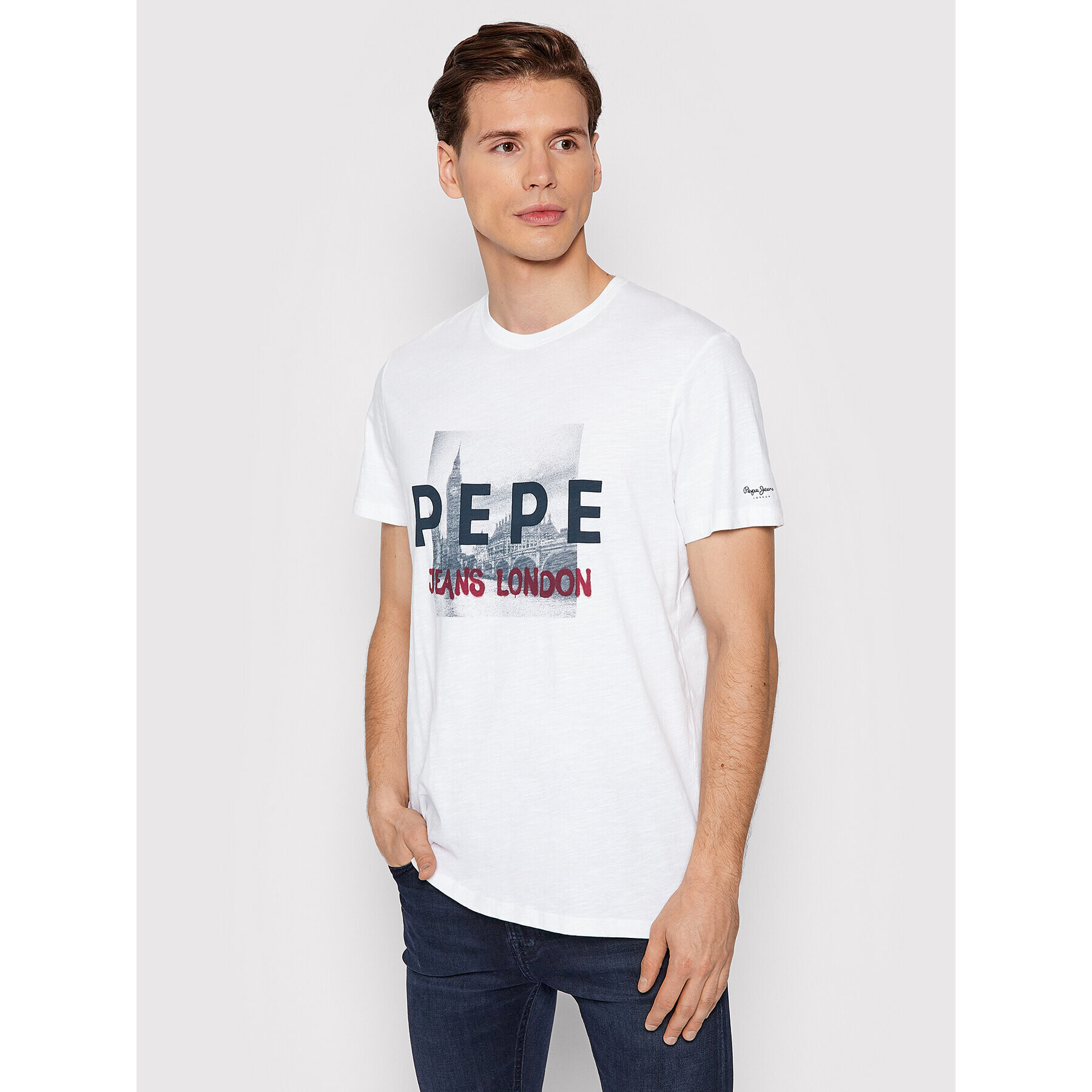 Pepe Jeans Тишърт Randall PM508017 Бял Regular Fit - Pepit.bg