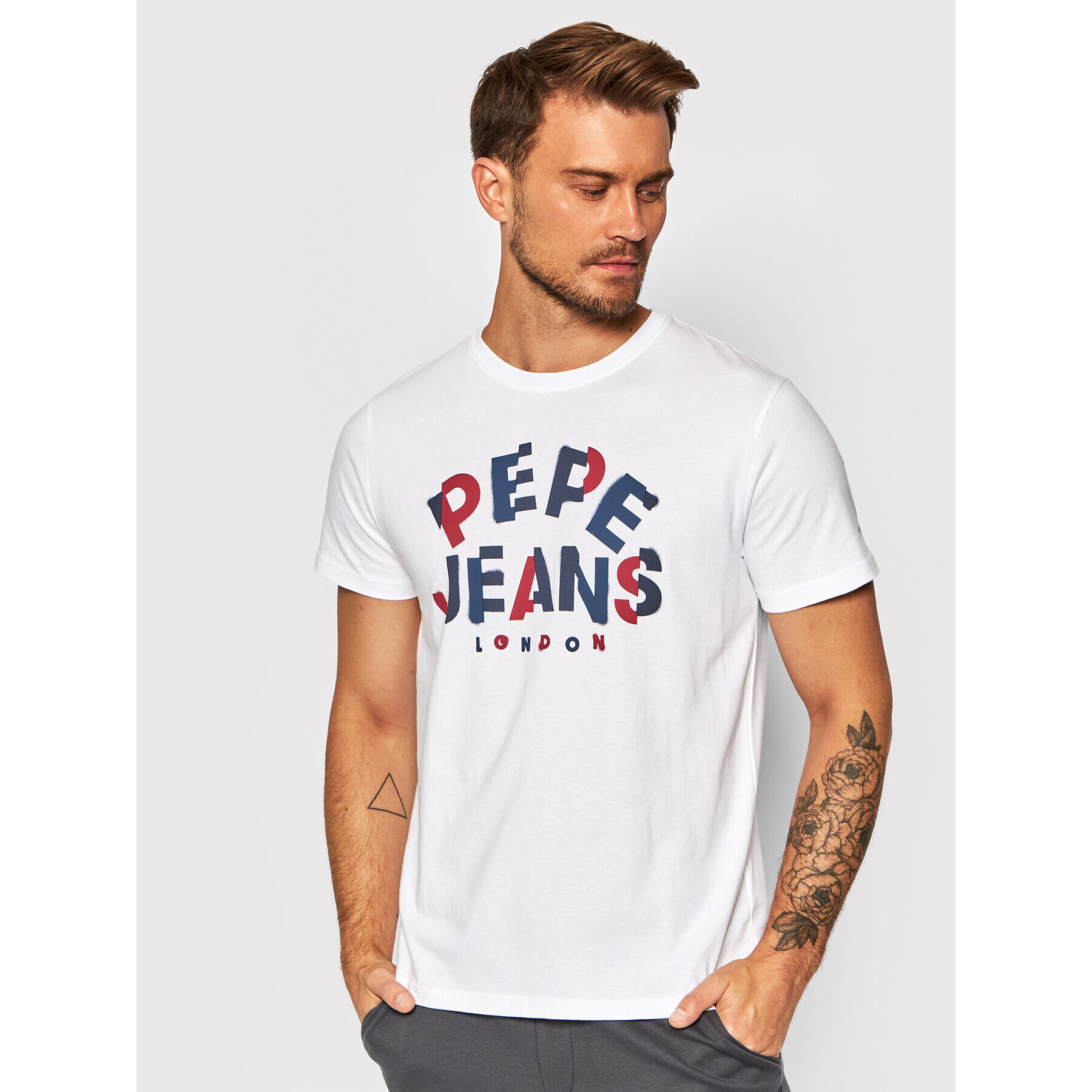 Pepe Jeans Тишърт Raphael PM507850 Бял Regular Fit - Pepit.bg