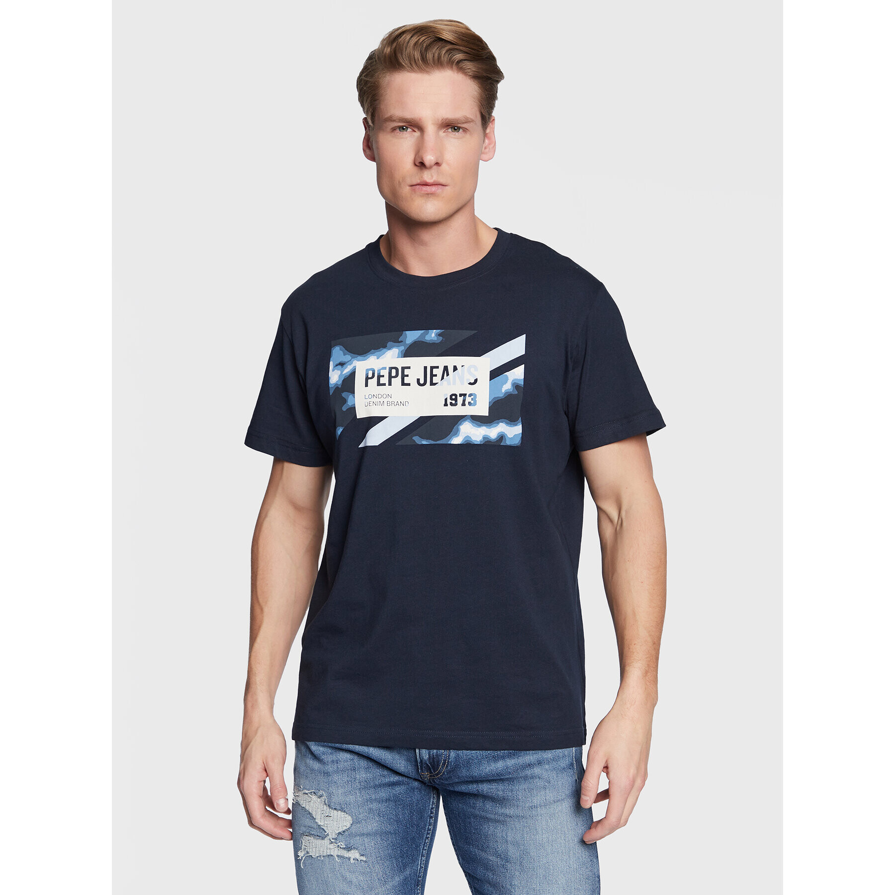 Pepe Jeans Тишърт Rederick PM508685 Тъмносин Regular Fit - Pepit.bg