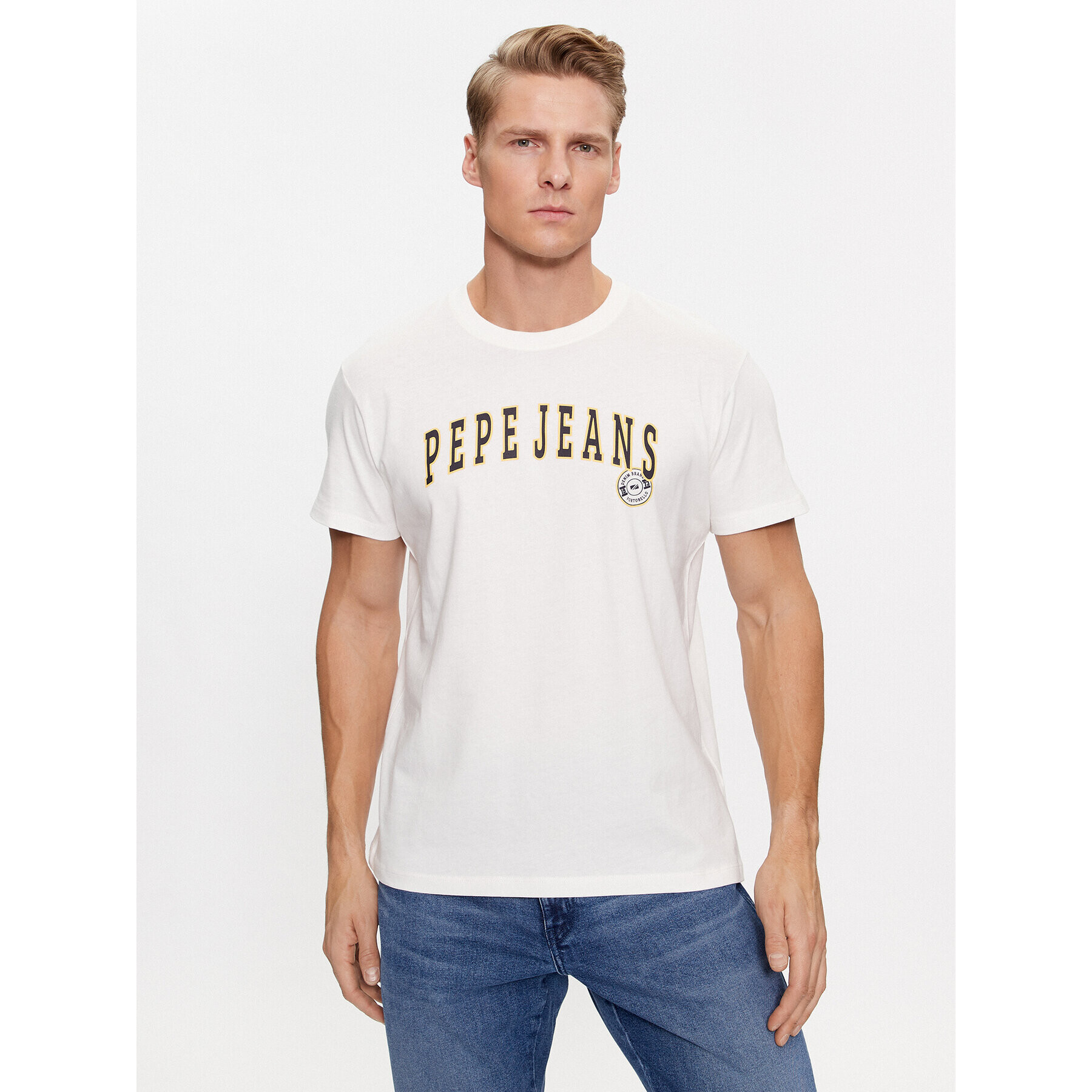 Pepe Jeans Тишърт Ronell PM508707 Бял Regular Fit - Pepit.bg