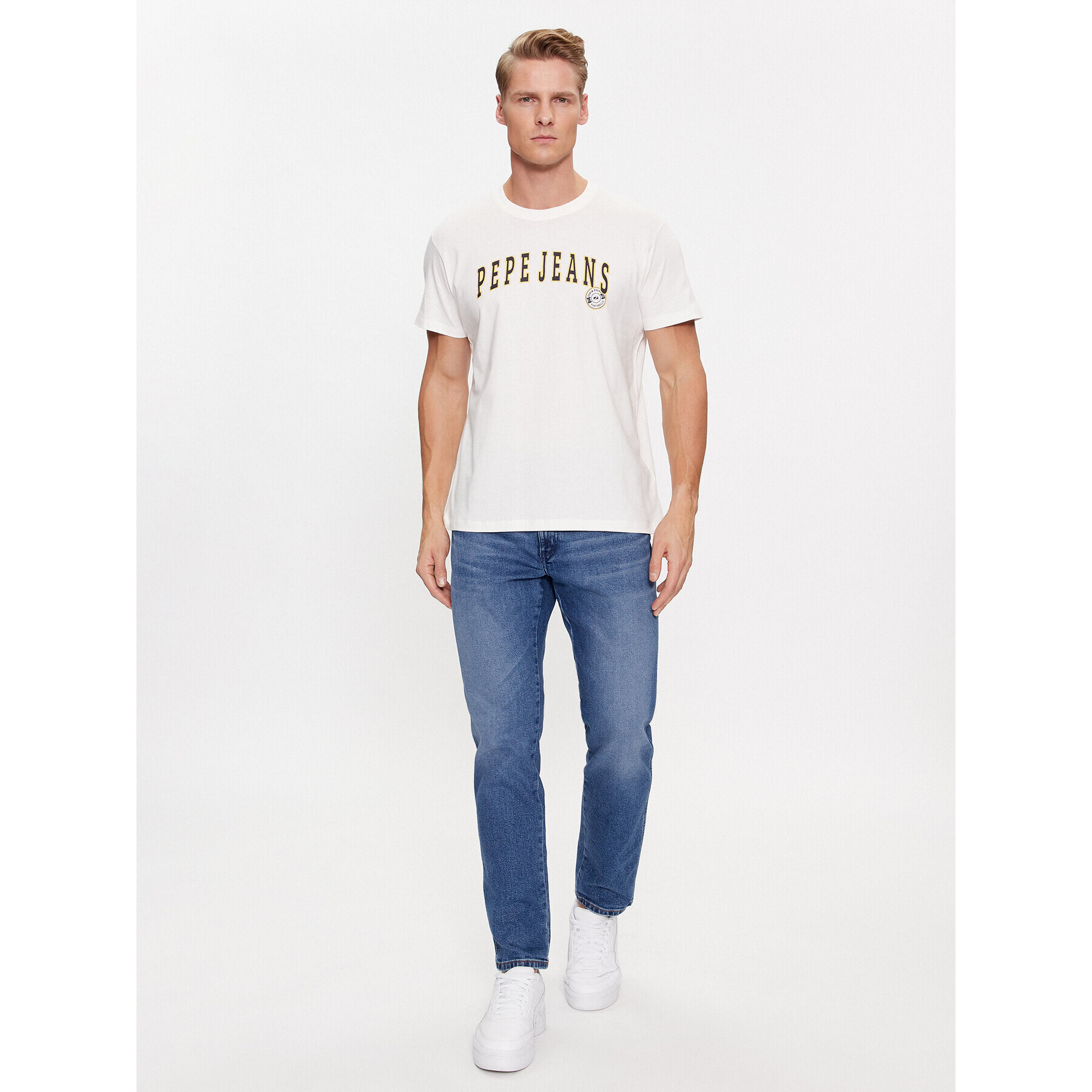 Pepe Jeans Тишърт Ronell PM508707 Бял Regular Fit - Pepit.bg