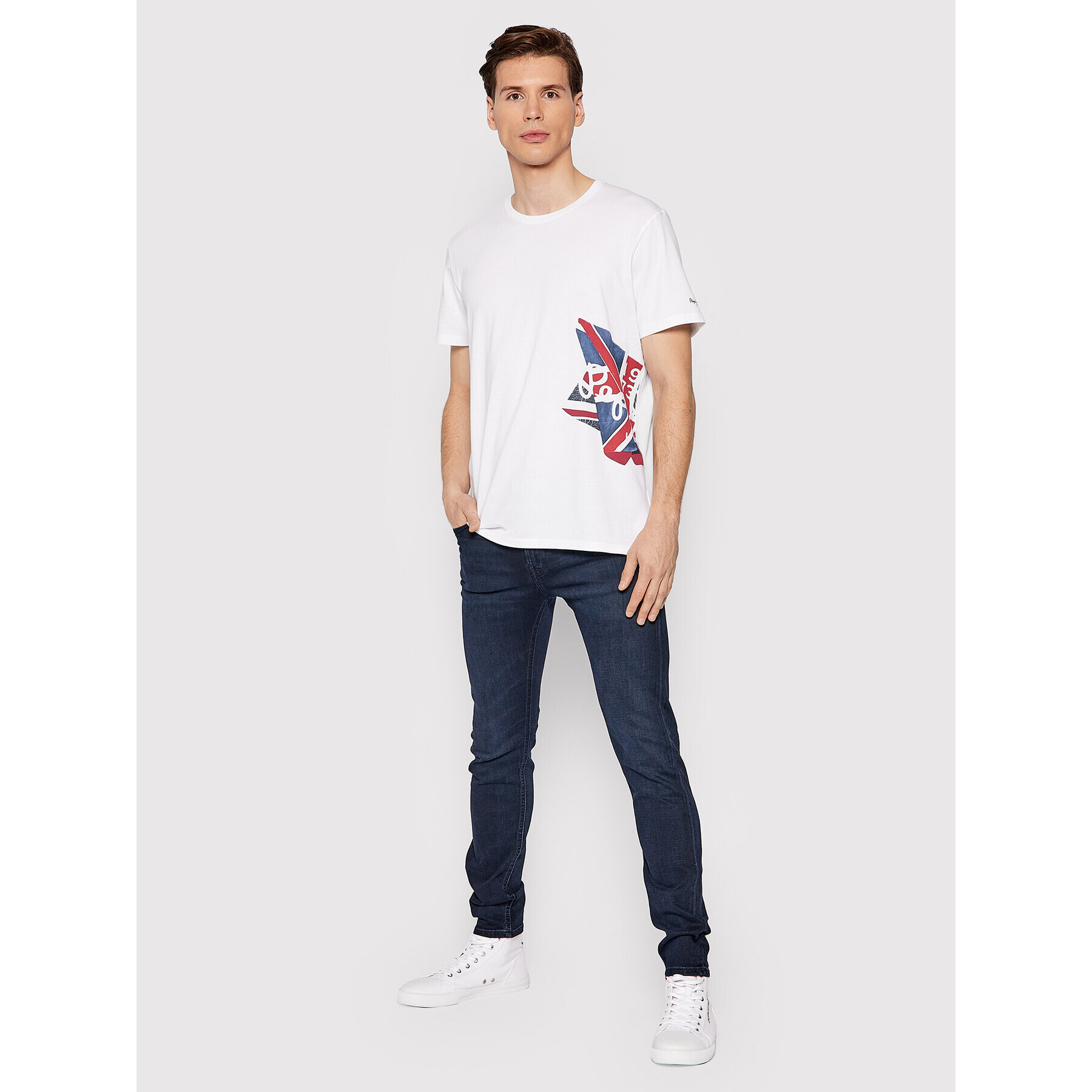 Pepe Jeans Тишърт Ronny PM508021 Бял Regular Fit - Pepit.bg