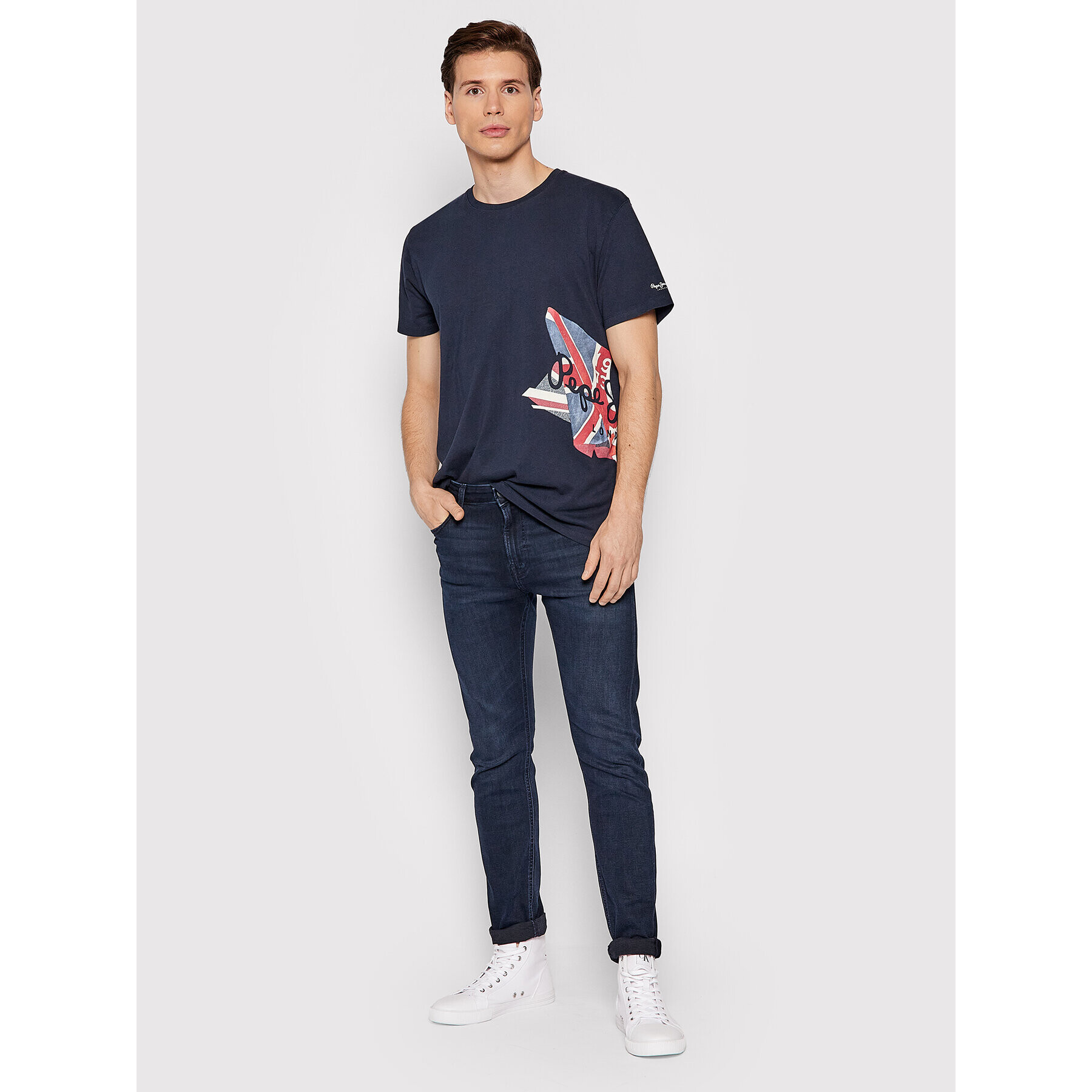 Pepe Jeans Тишърт Ronny PM508021 Тъмносин Regular Fit - Pepit.bg