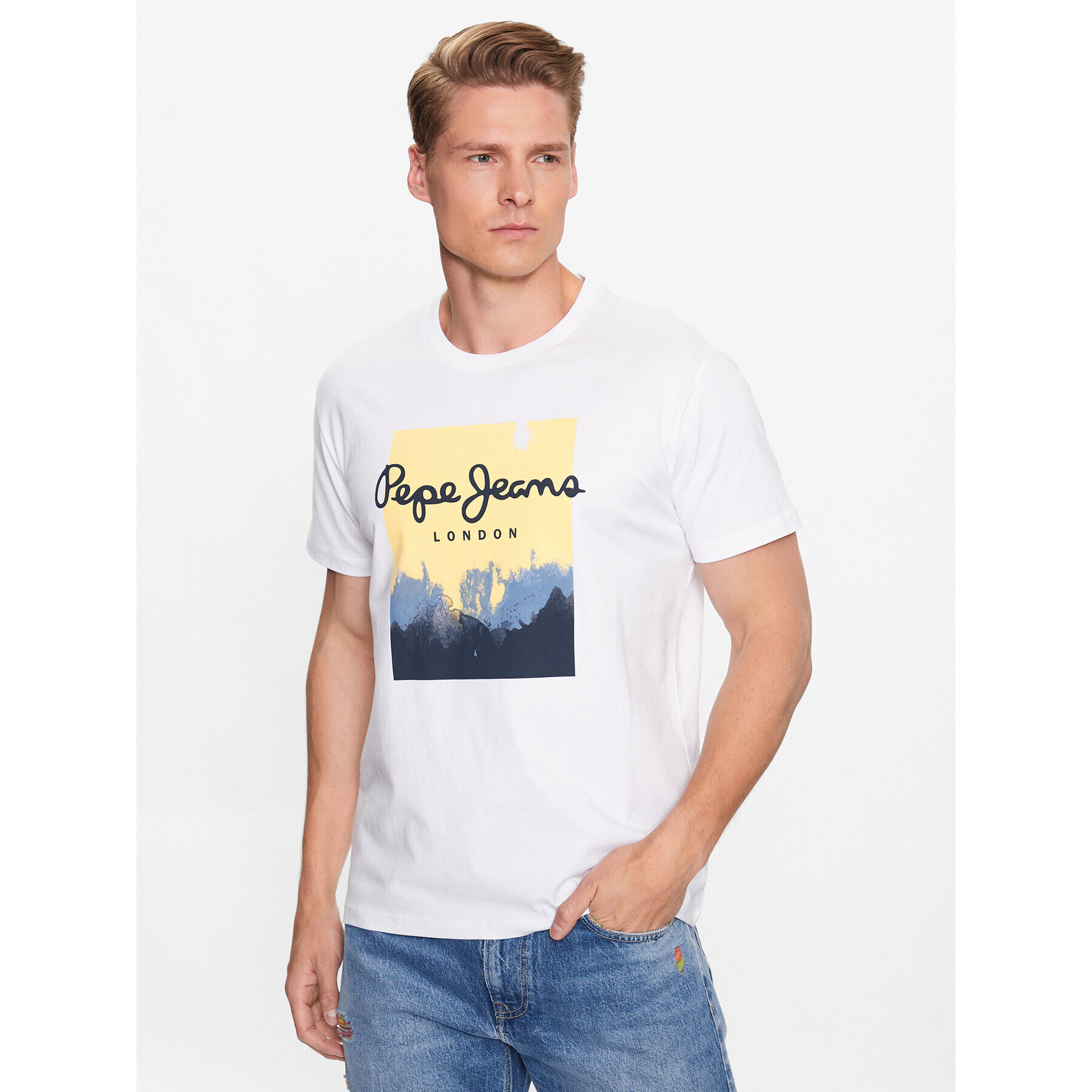 Pepe Jeans Тишърт Roslyn PM508713 Бял Regular Fit - Pepit.bg