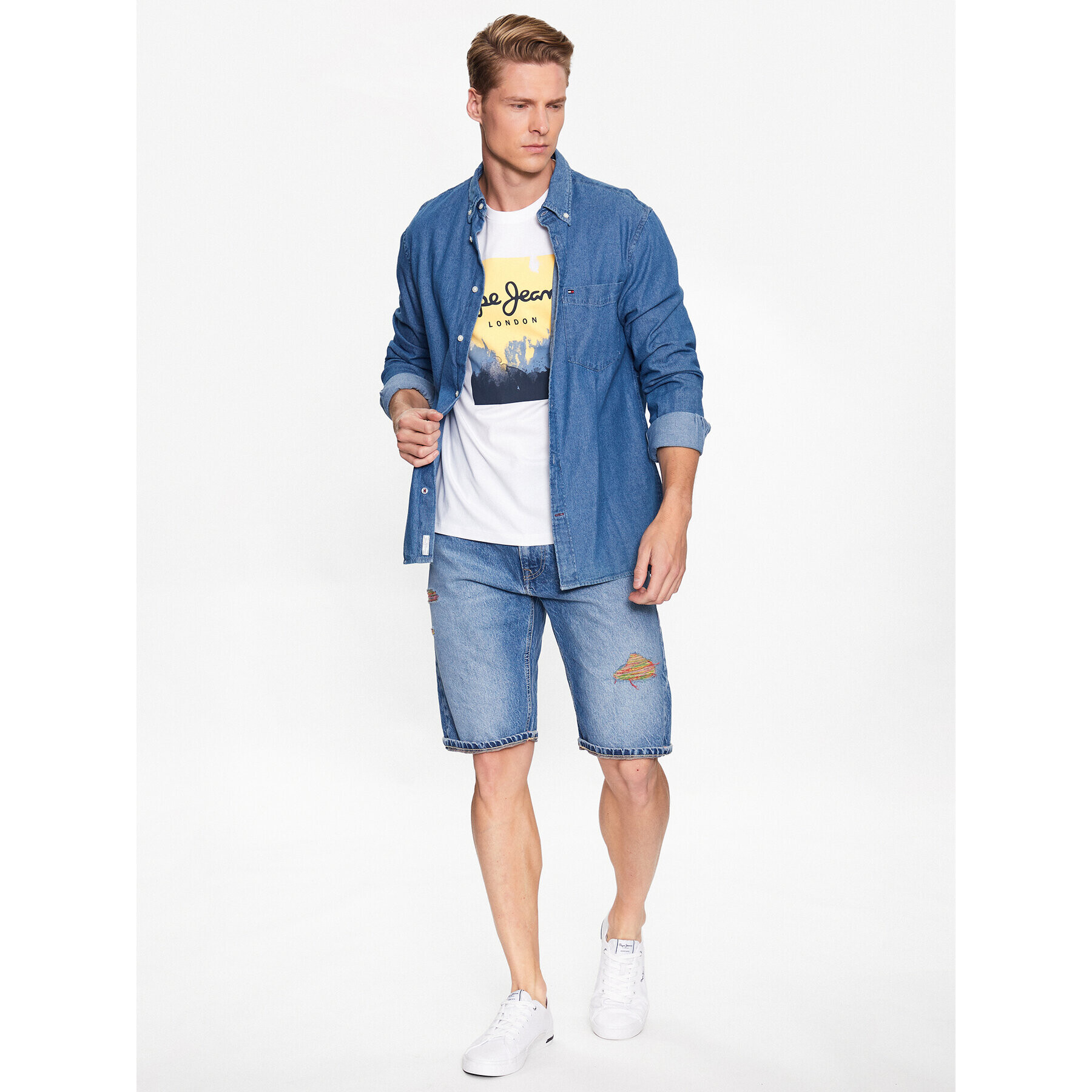 Pepe Jeans Тишърт Roslyn PM508713 Бял Regular Fit - Pepit.bg