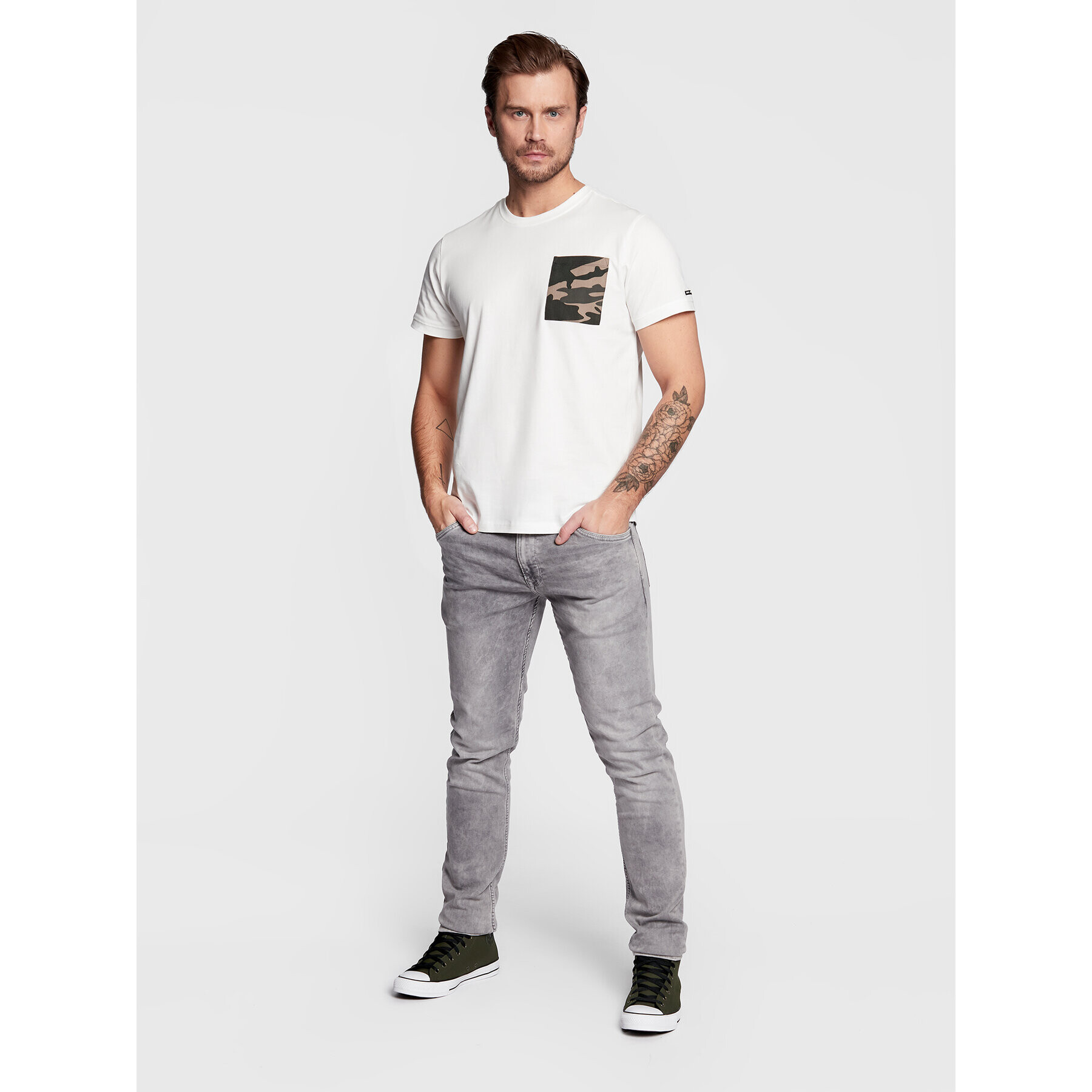 Pepe Jeans Тишърт Sagan PM508471 Бял Regular Fit - Pepit.bg