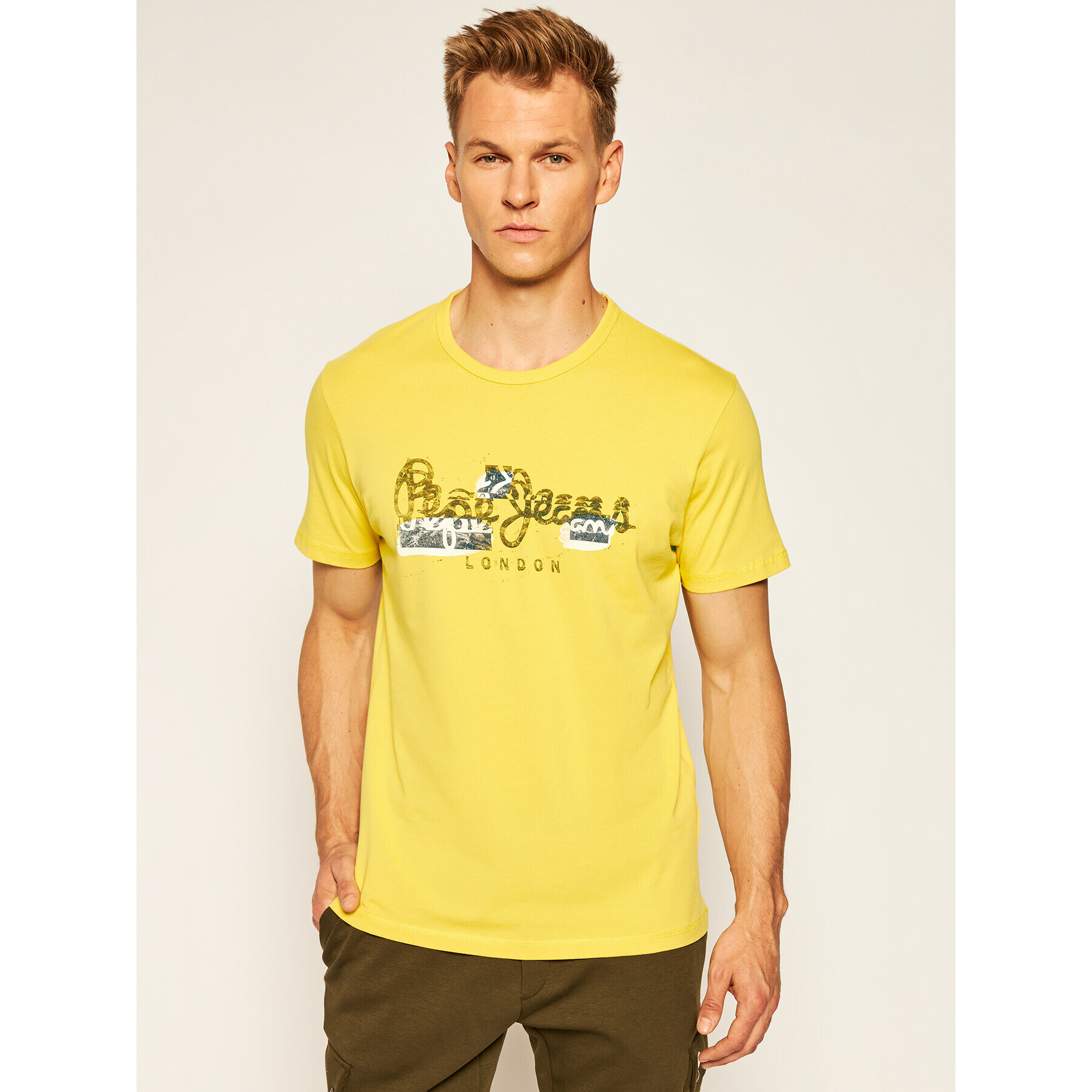 Pepe Jeans Тишърт Salomon PM507272 Жълт Regular Fit - Pepit.bg