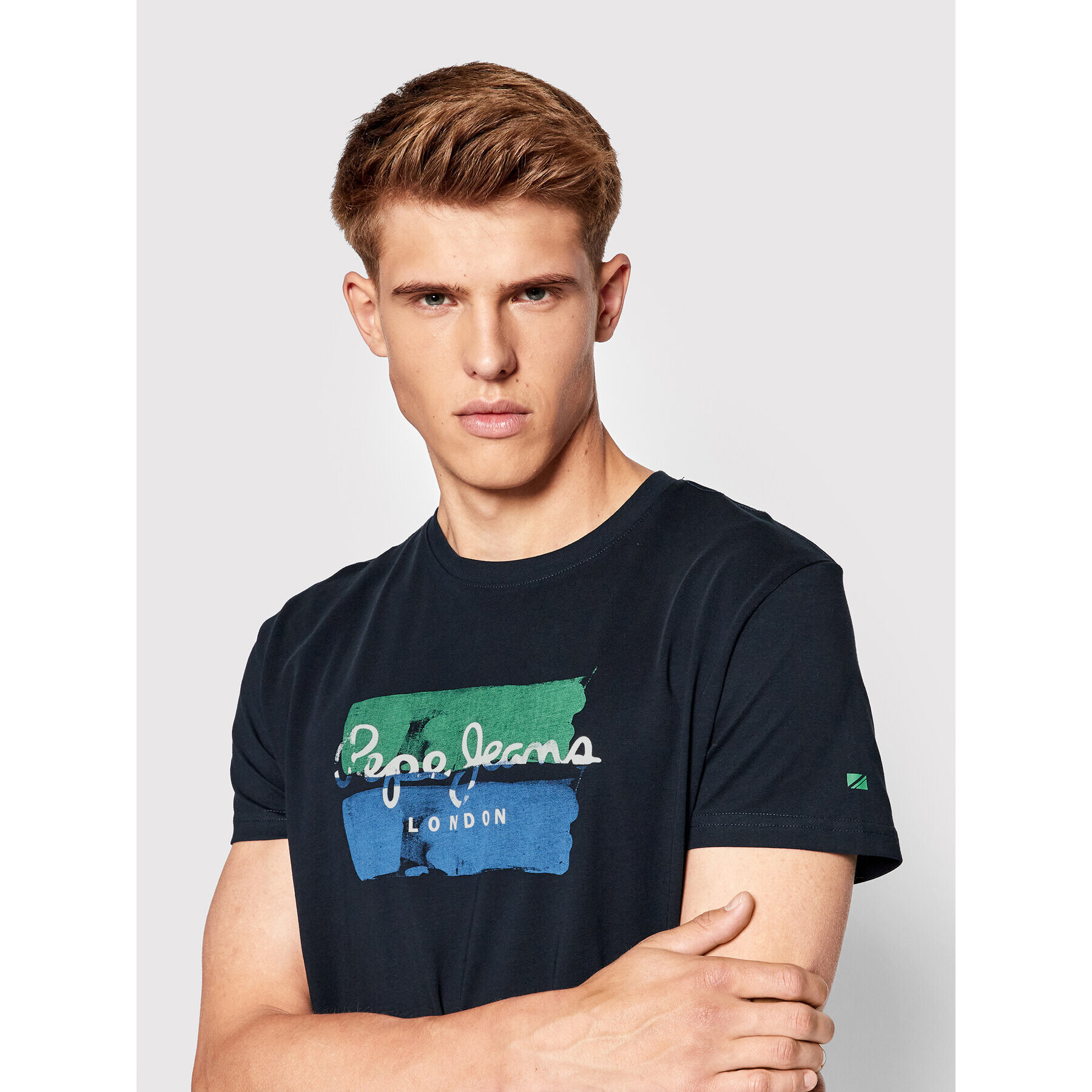 Pepe Jeans Тишърт Santino PM508382 Тъмносин Regular Fit - Pepit.bg