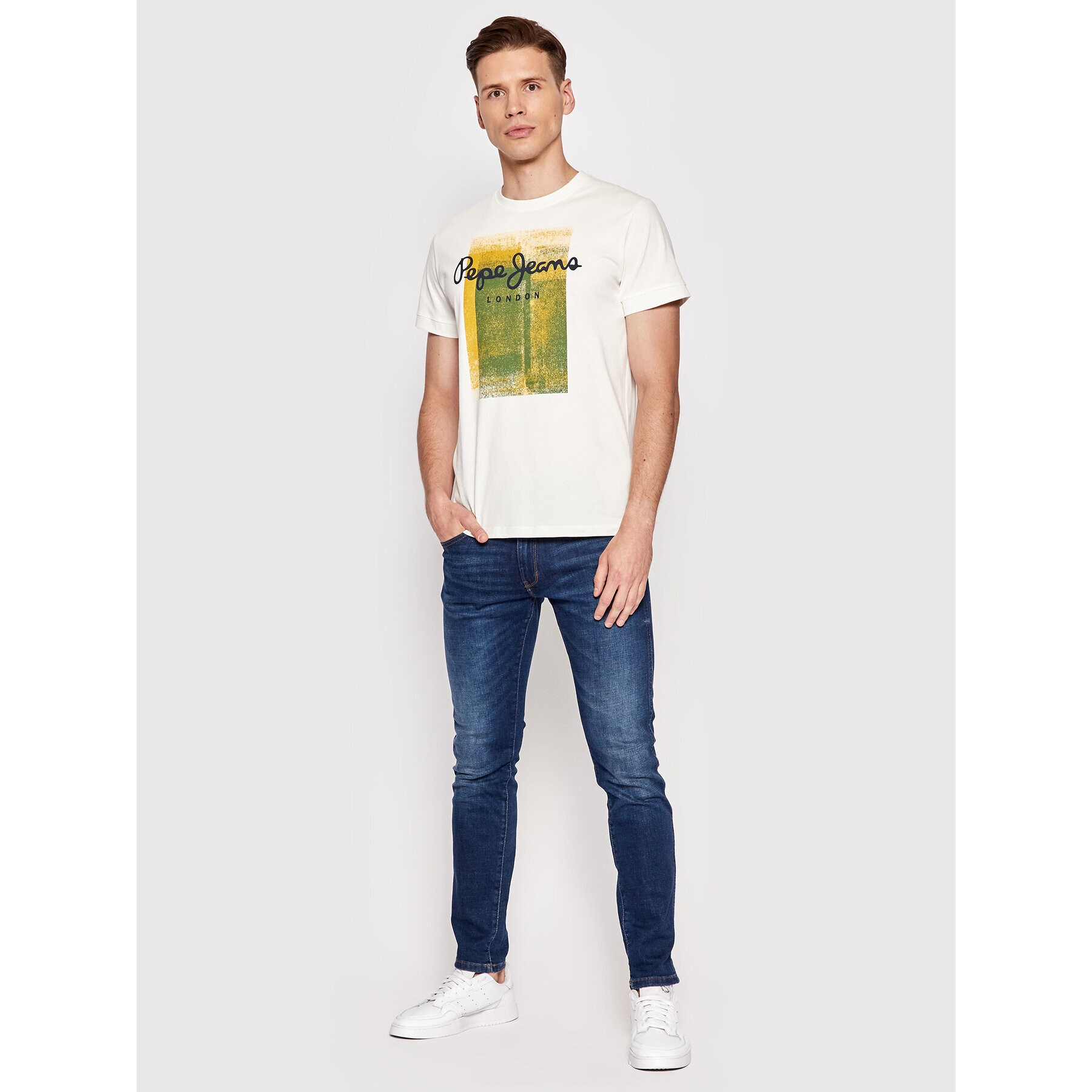 Pepe Jeans Тишърт Sawyer PM508542 Бял Regular Fit - Pepit.bg