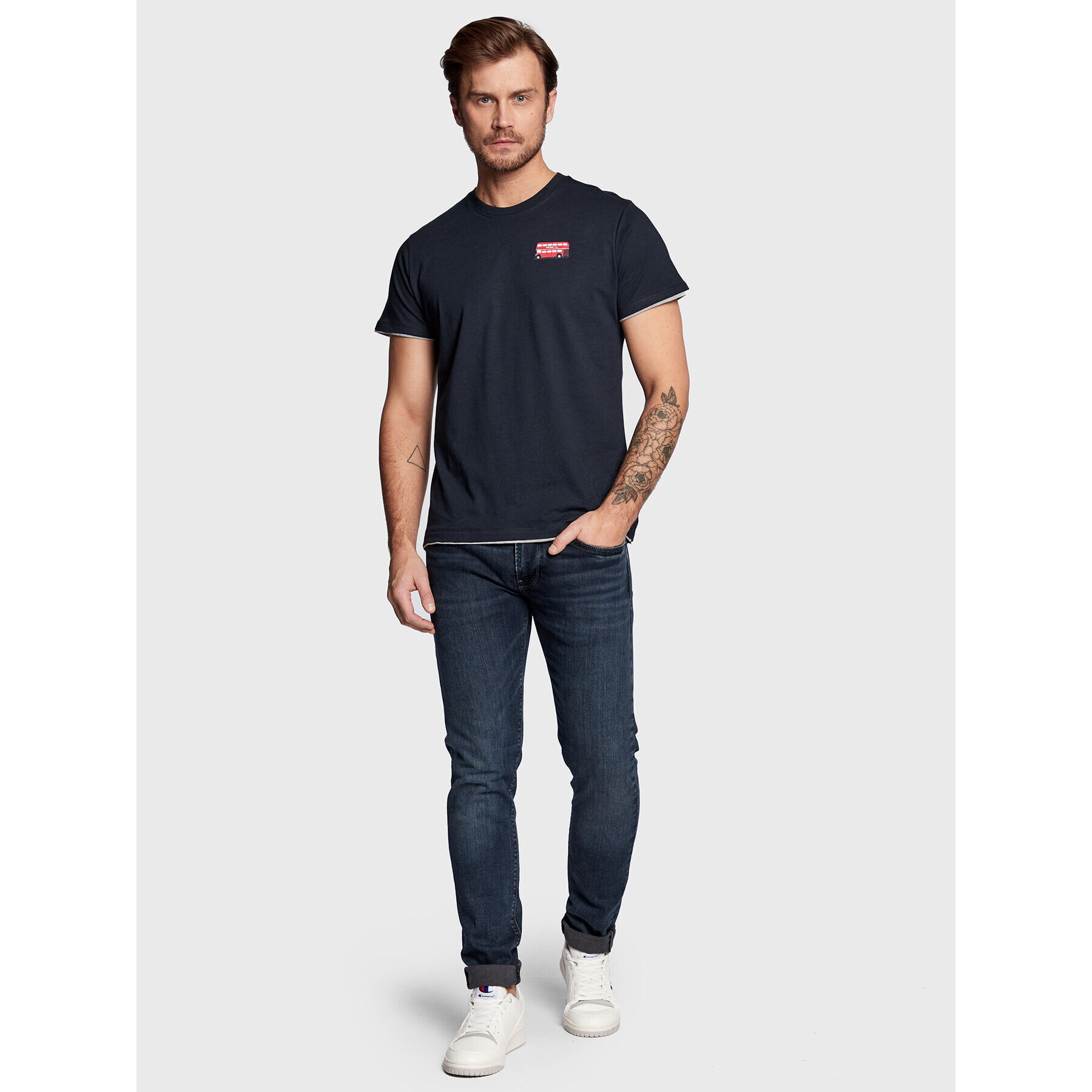 Pepe Jeans Тишърт Sutton PM508504 Тъмносин Regular Fit - Pepit.bg