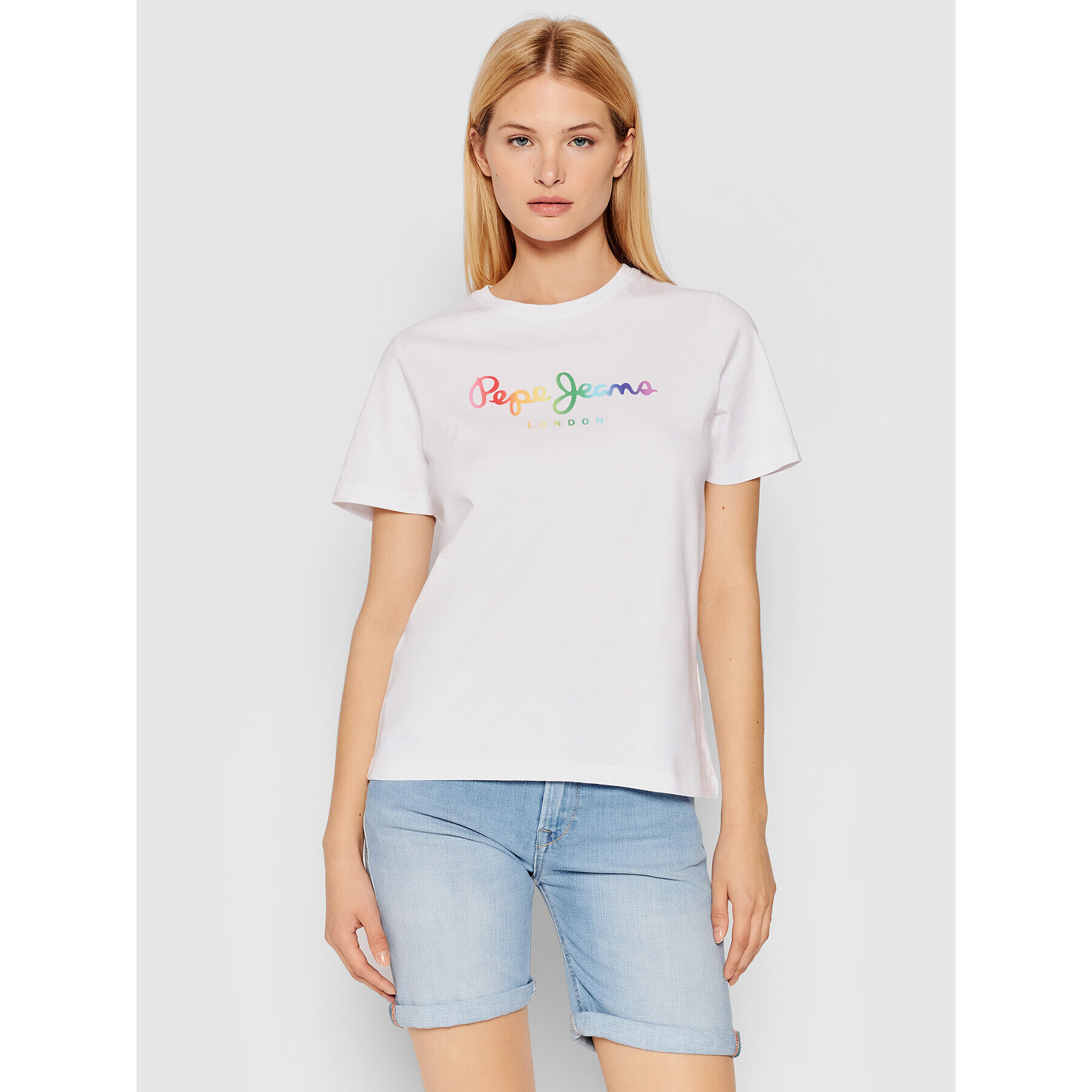 Pepe Jeans Тишърт Sylvia PL504501 Бял Regular Fit - Pepit.bg