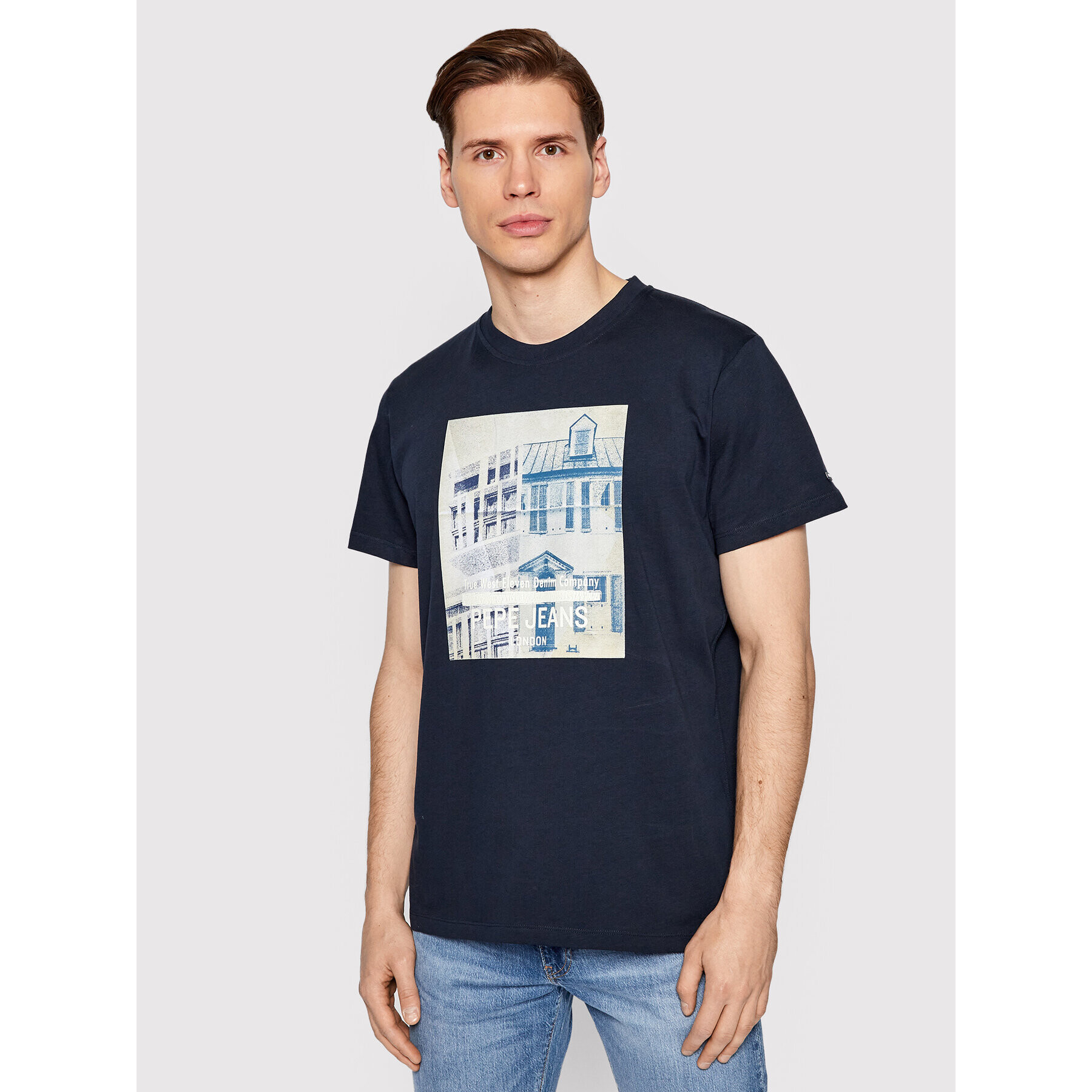 Pepe Jeans Тишърт Teller PM508377 Тъмносин Regular Fit - Pepit.bg