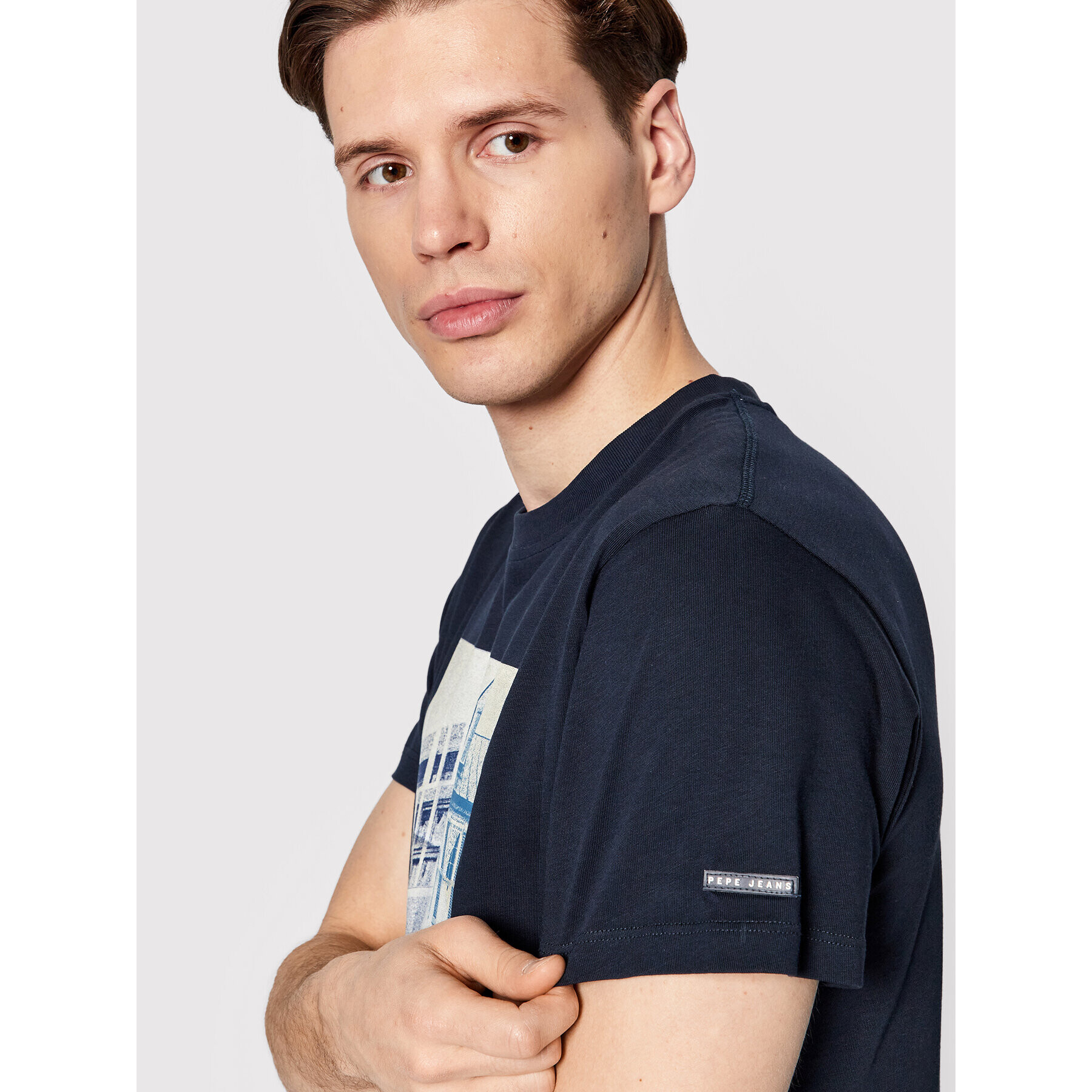 Pepe Jeans Тишърт Teller PM508377 Тъмносин Regular Fit - Pepit.bg