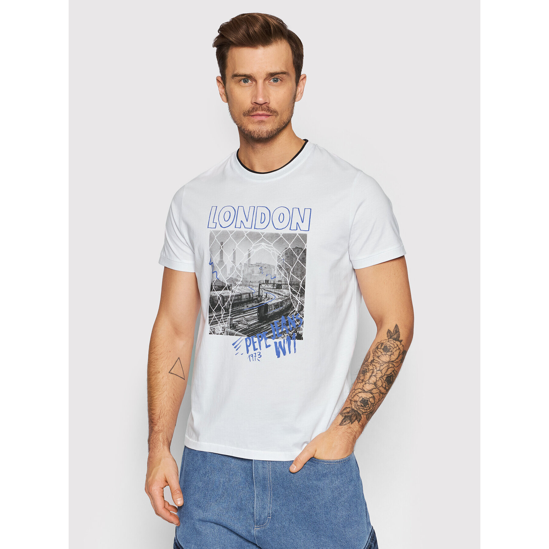 Pepe Jeans Тишърт Toby PM508030 Бял Regular Fit - Pepit.bg