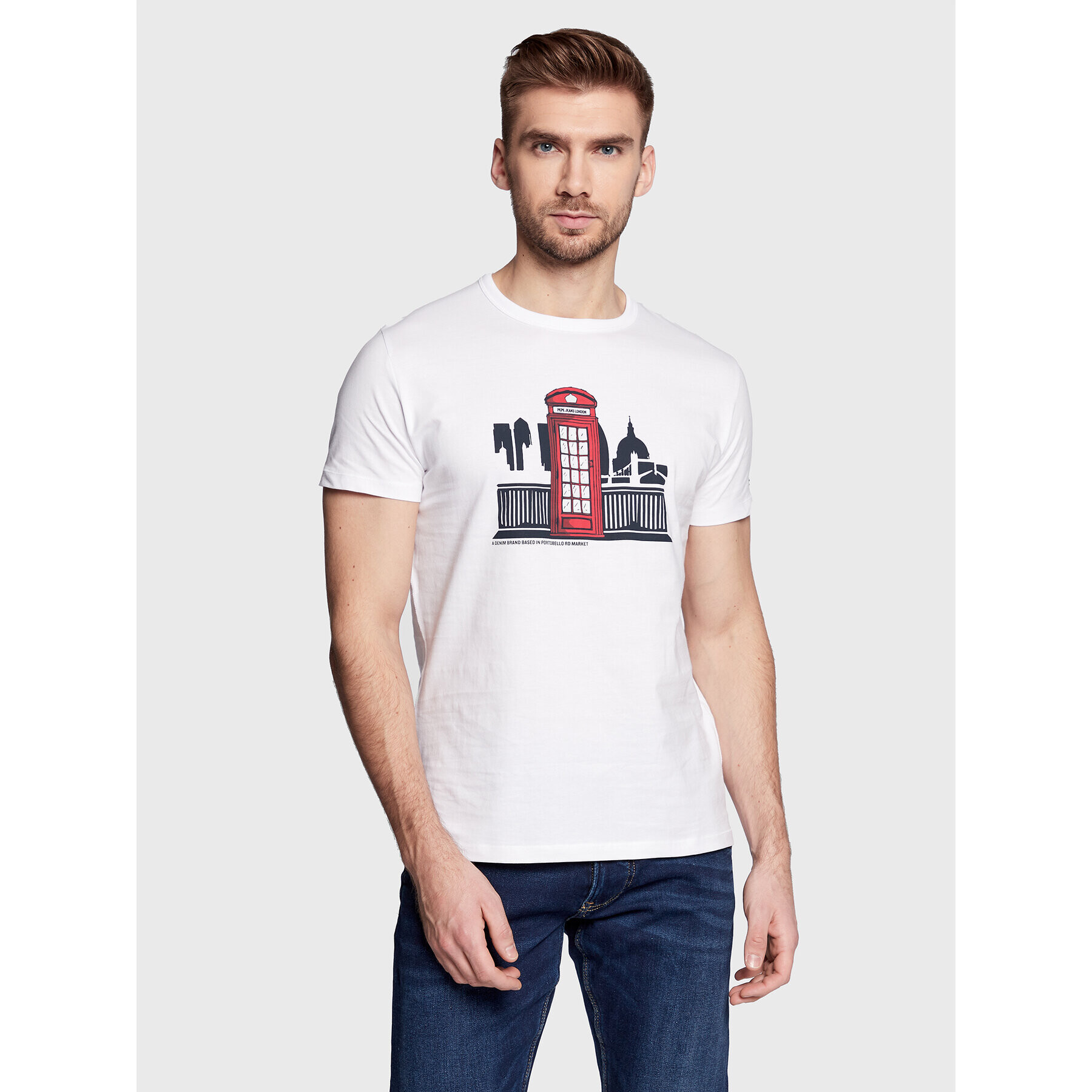 Pepe Jeans Тишърт Trevor PM508534 Бял Slim Fit - Pepit.bg