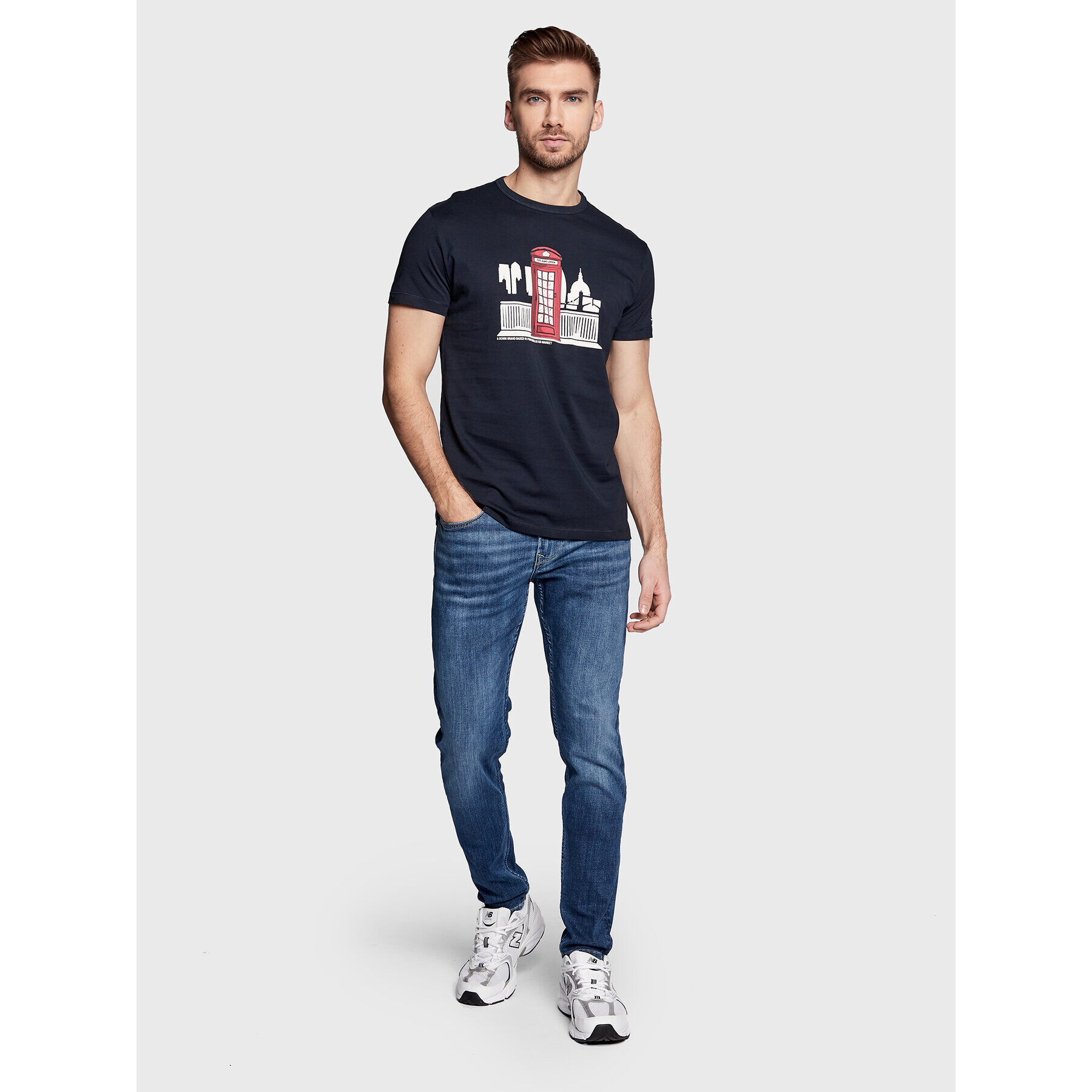 Pepe Jeans Тишърт Trevor PM508534 Тъмносин Slim Fit - Pepit.bg