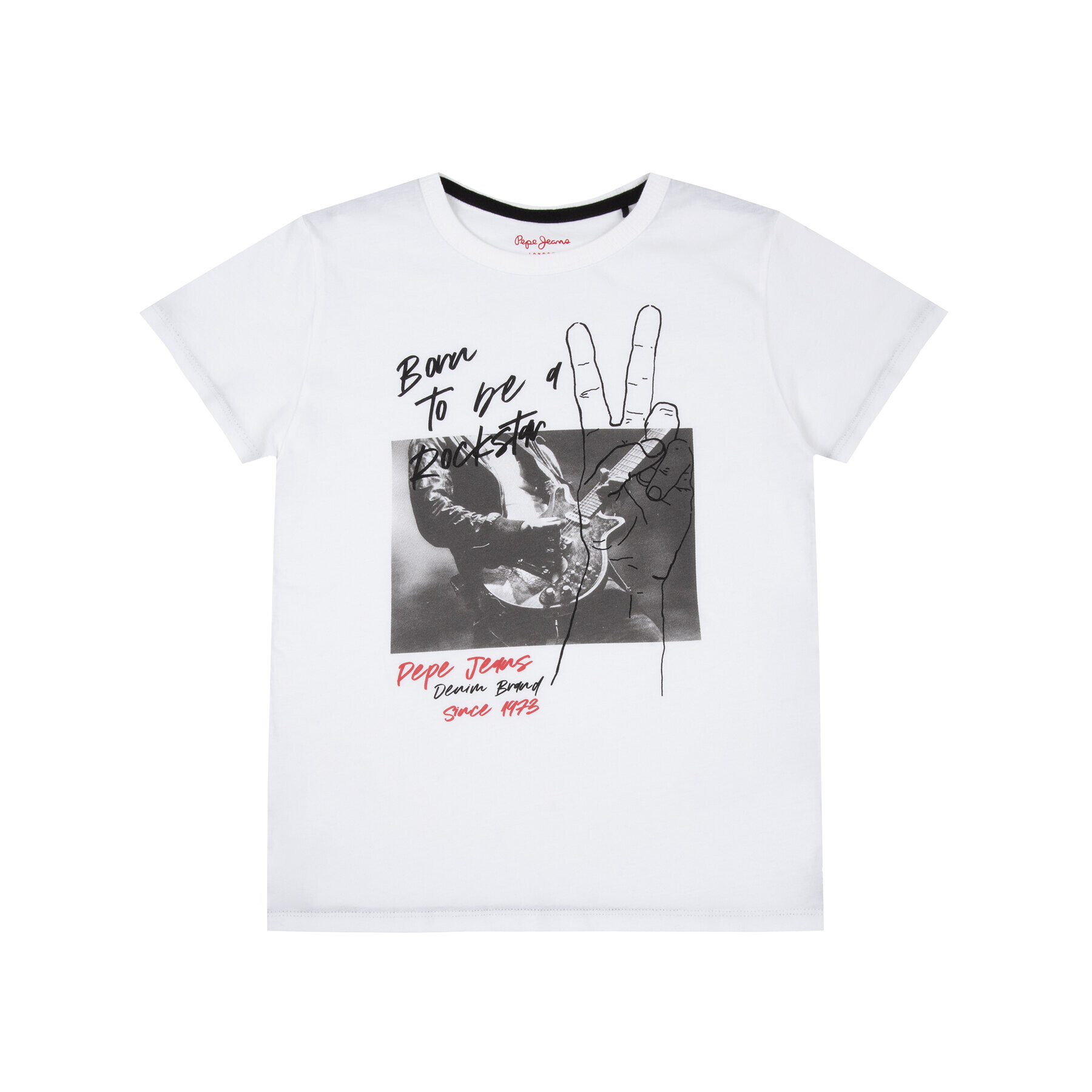 Pepe Jeans Тишърт Troy PB502728 Бял Regular Fit - Pepit.bg
