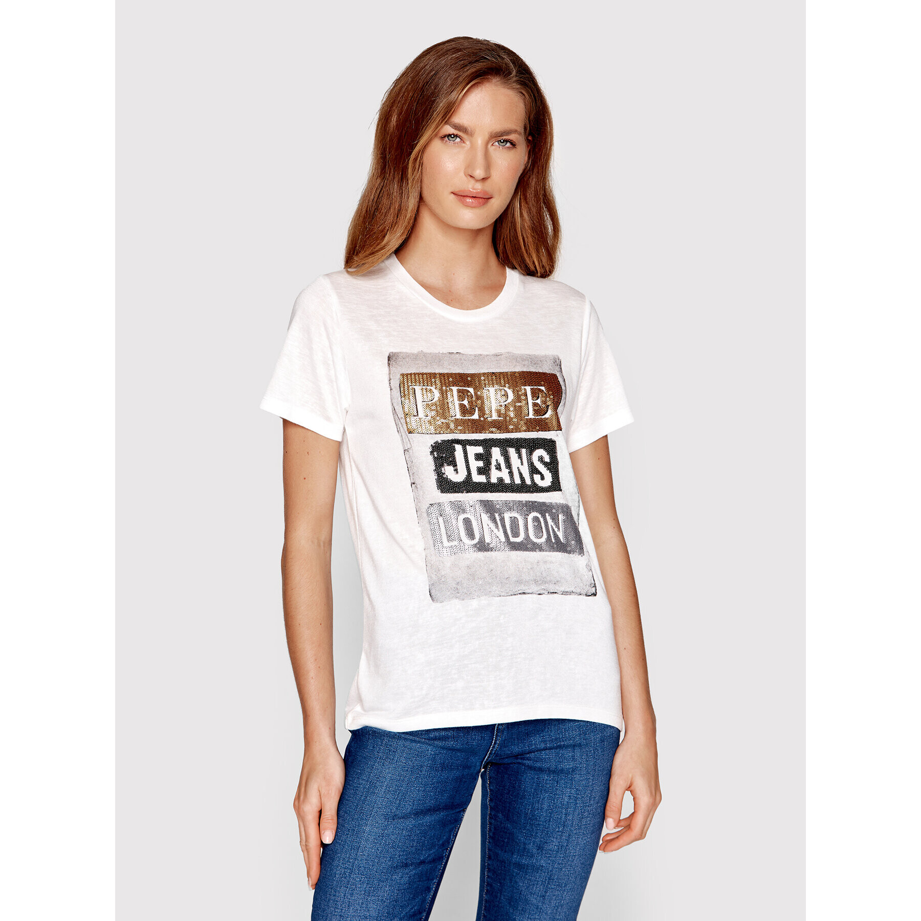 Pepe Jeans Тишърт Tyler PL505351 Бял Regular Fit - Pepit.bg