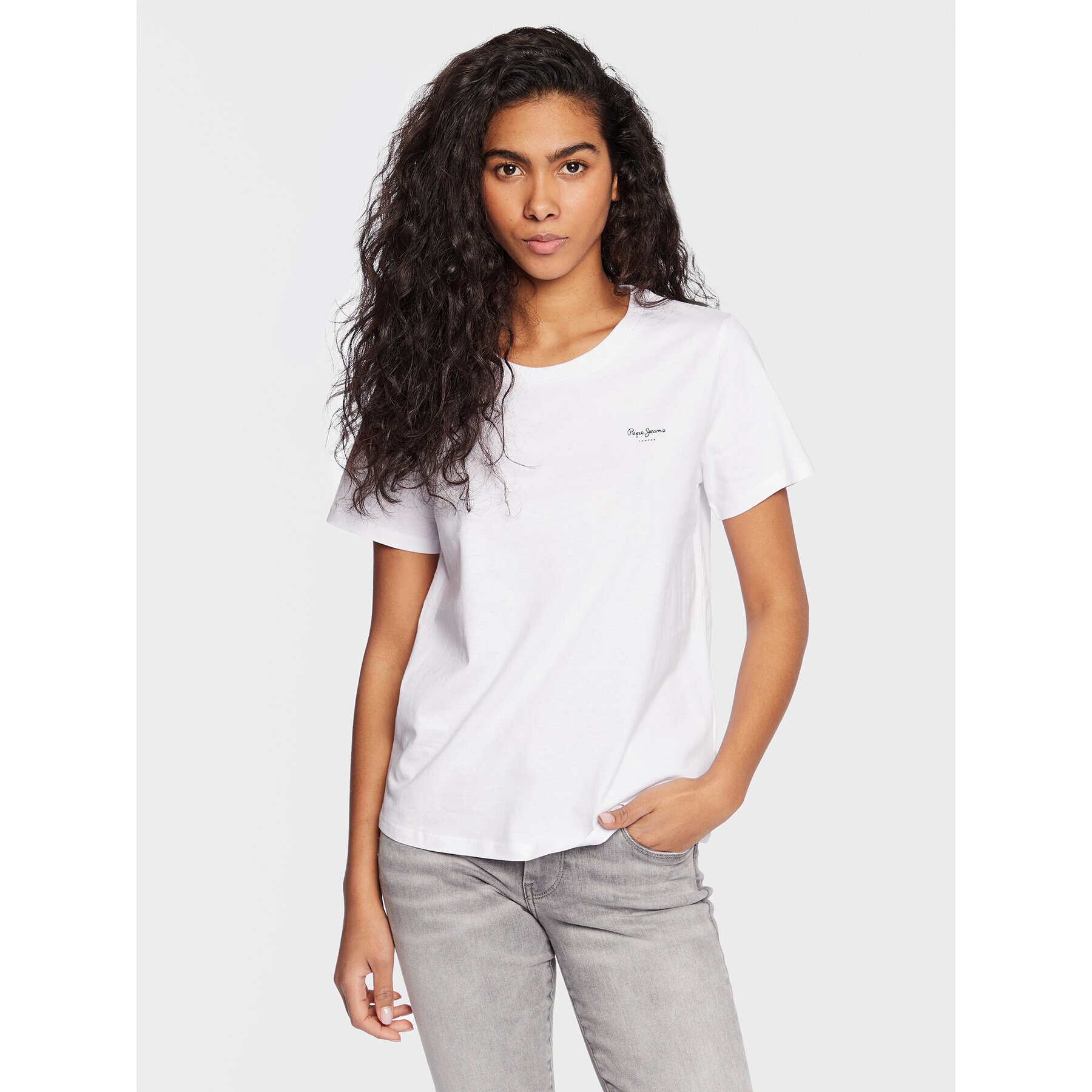 Pepe Jeans Тишърт Wendy Chest PL505481 Бял Regular Fit - Pepit.bg