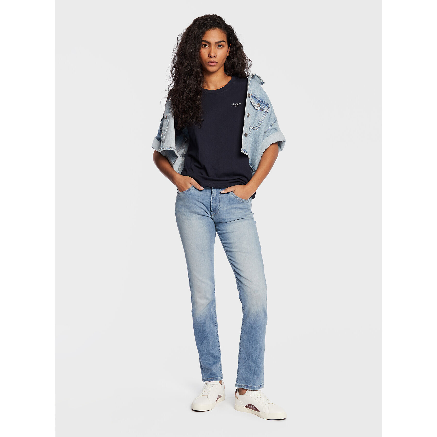 Pepe Jeans Тишърт Wendy Chest PL505481 Тъмносин Regular Fit - Pepit.bg