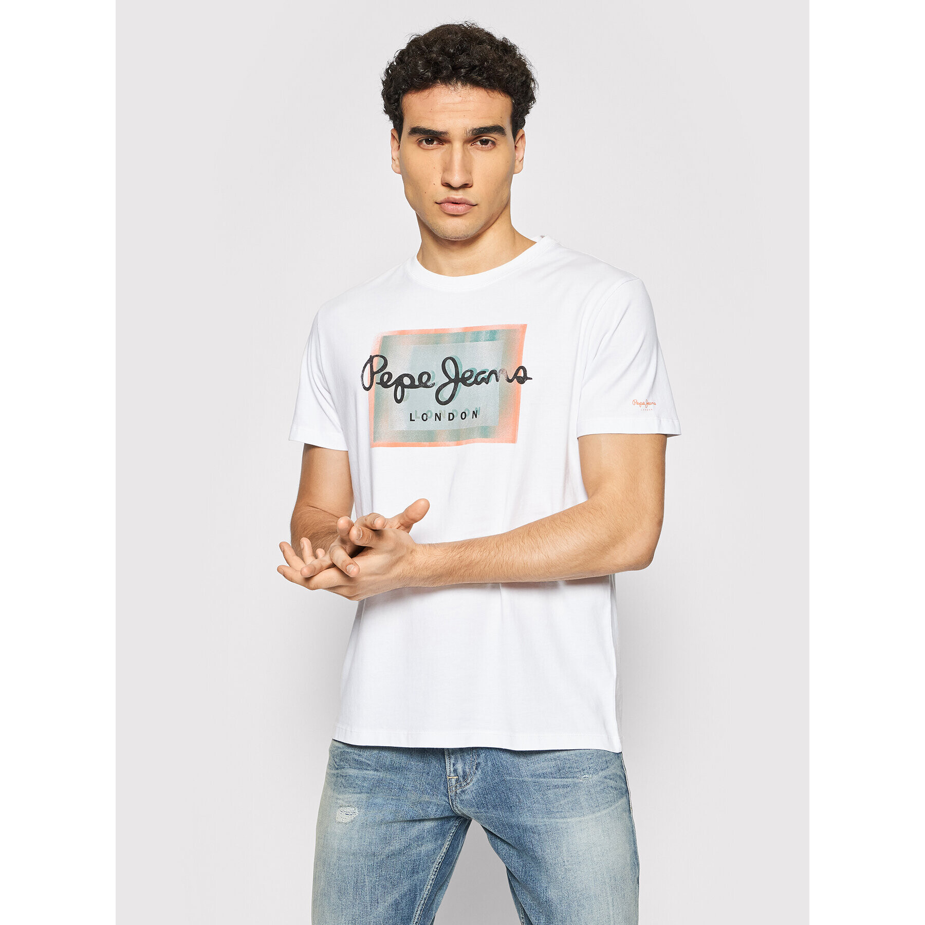 Pepe Jeans Тишърт Wesley PM507876 Бял Regular Fit - Pepit.bg