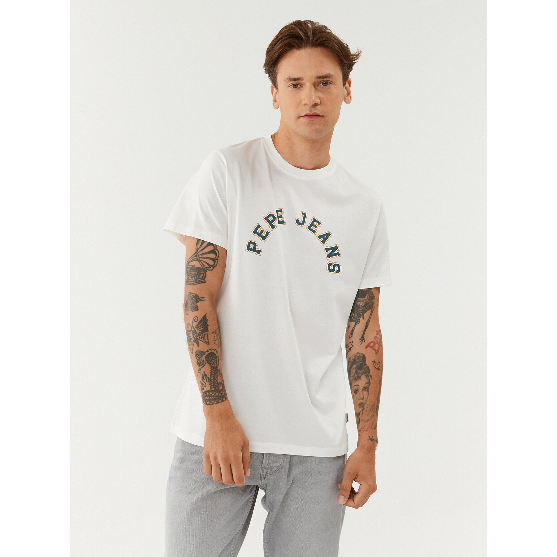 Pepe Jeans Тишърт Westend Tee PM509124 Бял Regular Fit - Pepit.bg