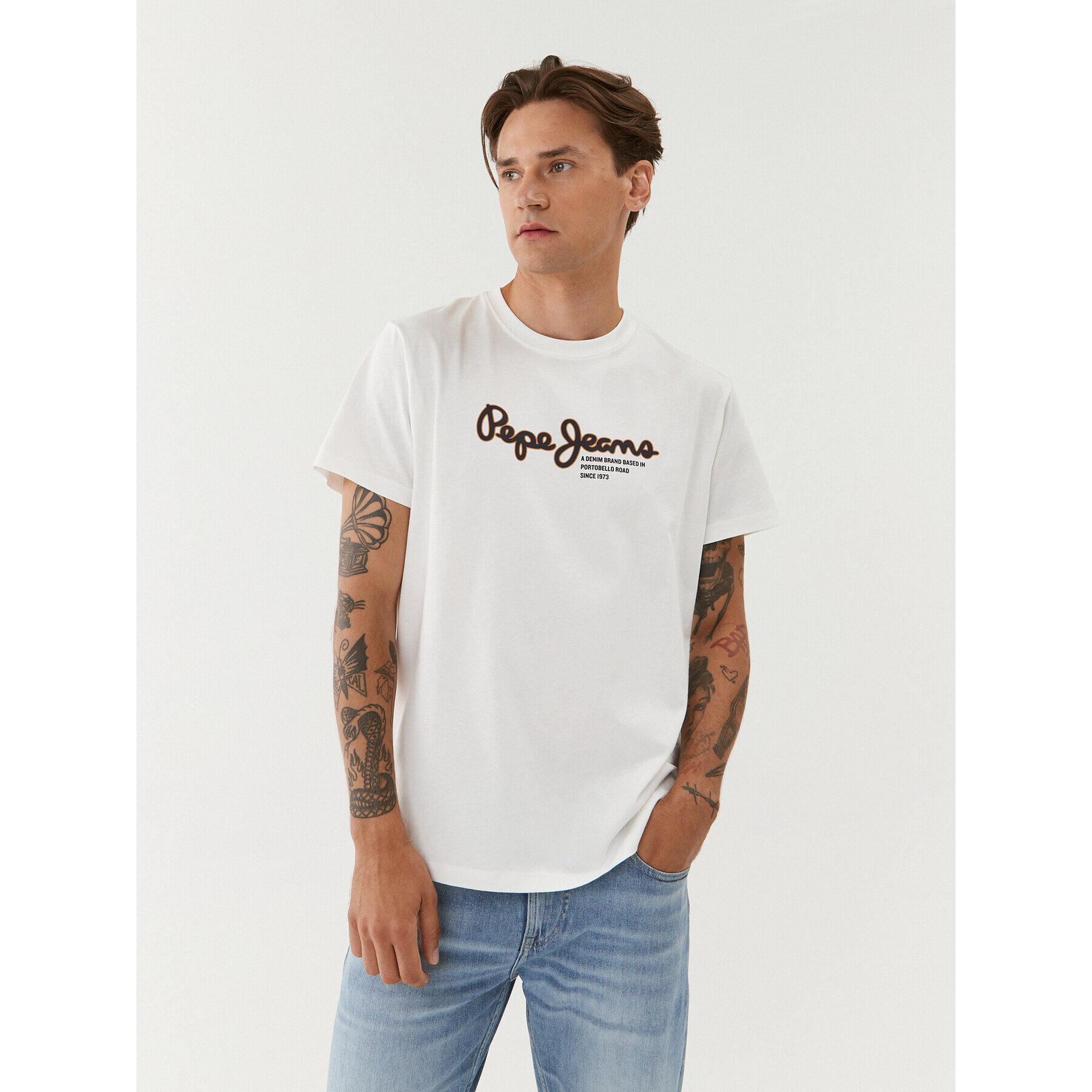 Pepe Jeans Тишърт Wido PM509126 Бял Regular Fit - Pepit.bg