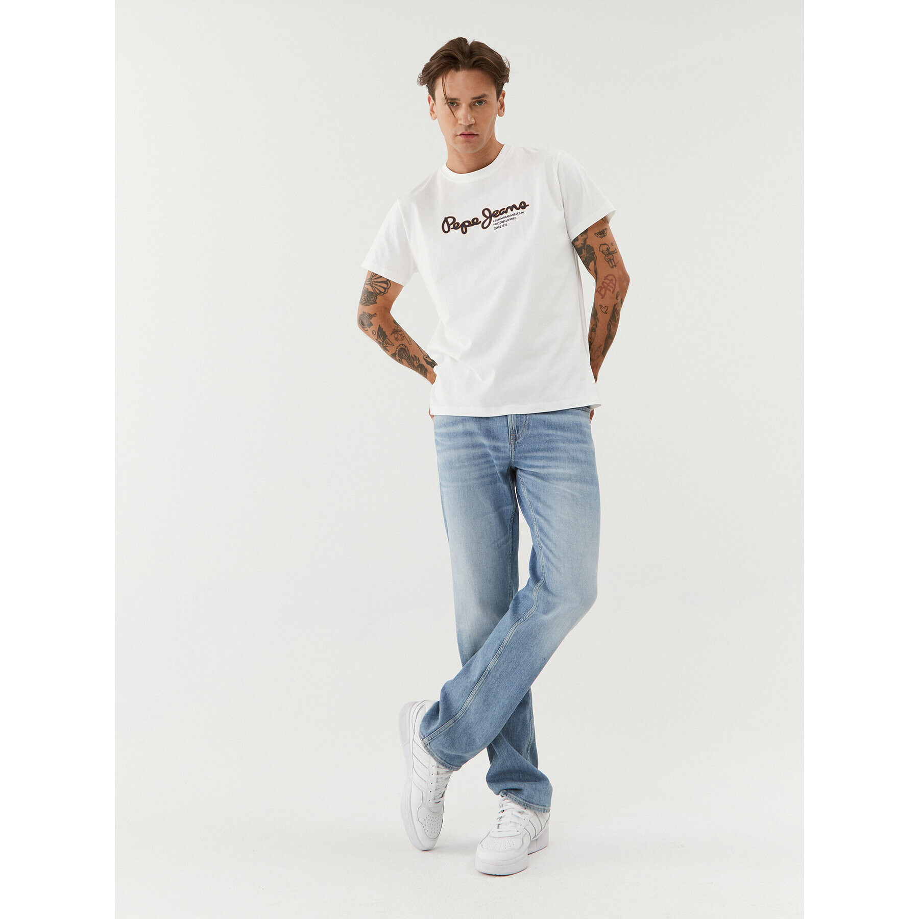 Pepe Jeans Тишърт Wido PM509126 Бял Regular Fit - Pepit.bg