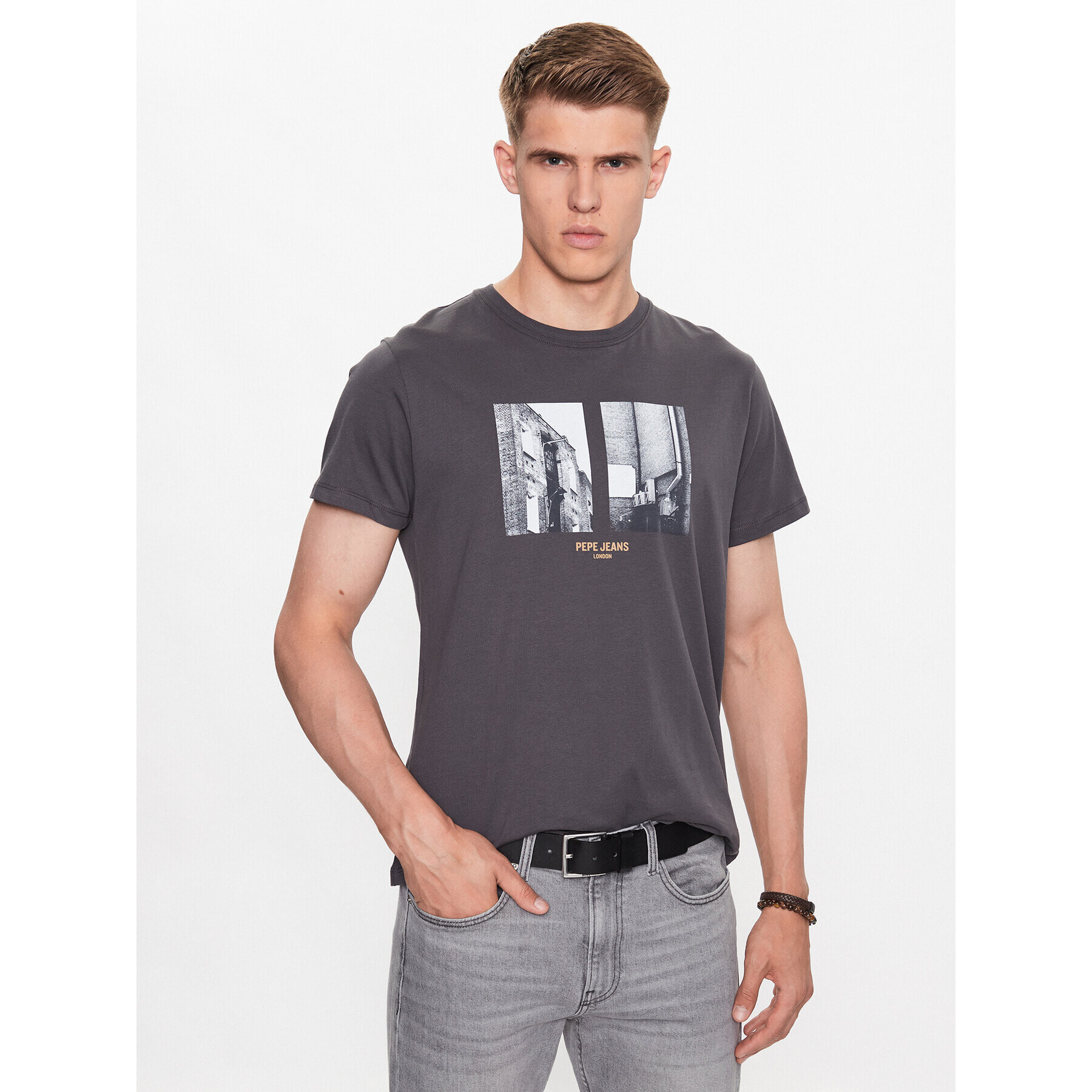 Pepe Jeans Тишърт Worth PM508956 Сив Regular Fit - Pepit.bg