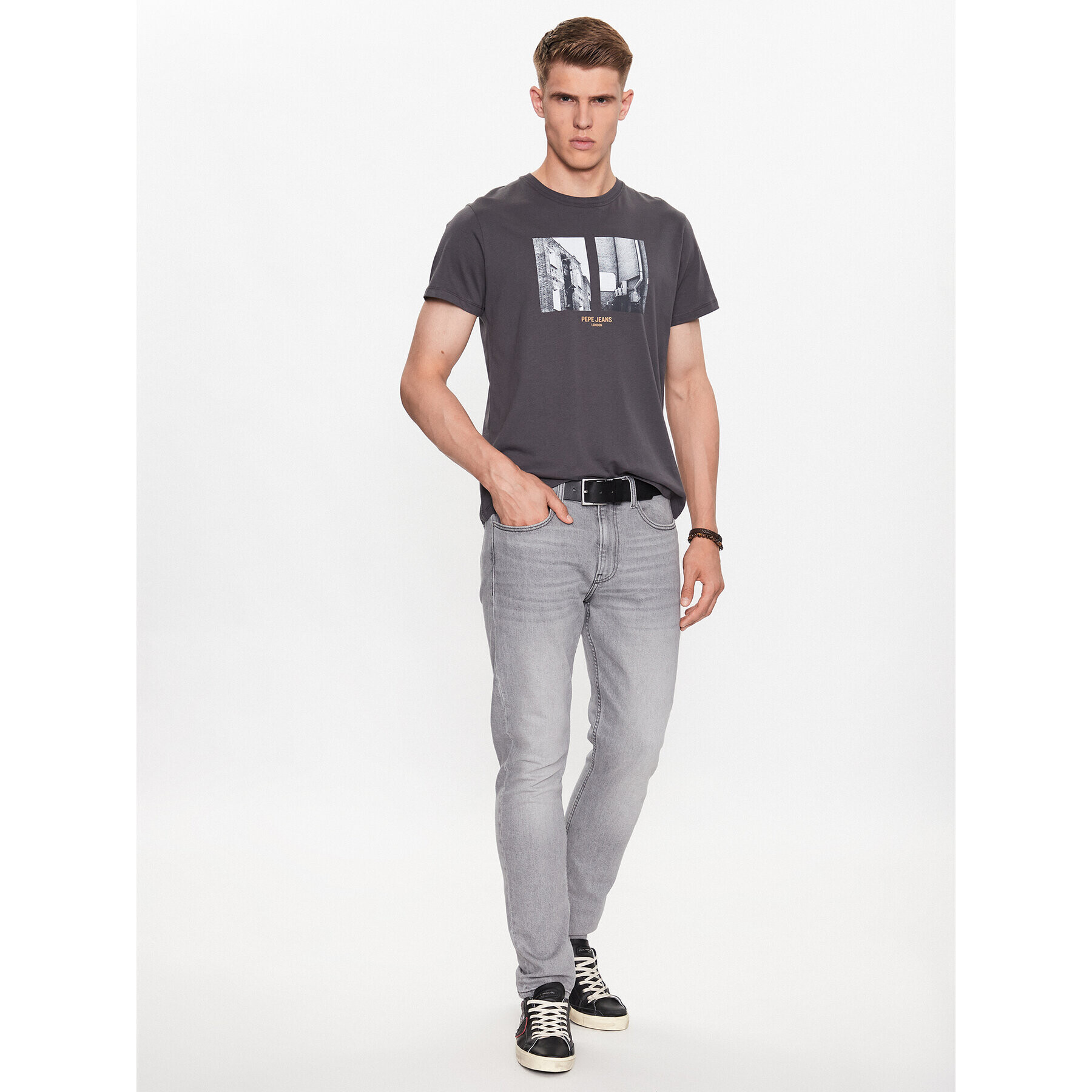 Pepe Jeans Тишърт Worth PM508956 Сив Regular Fit - Pepit.bg