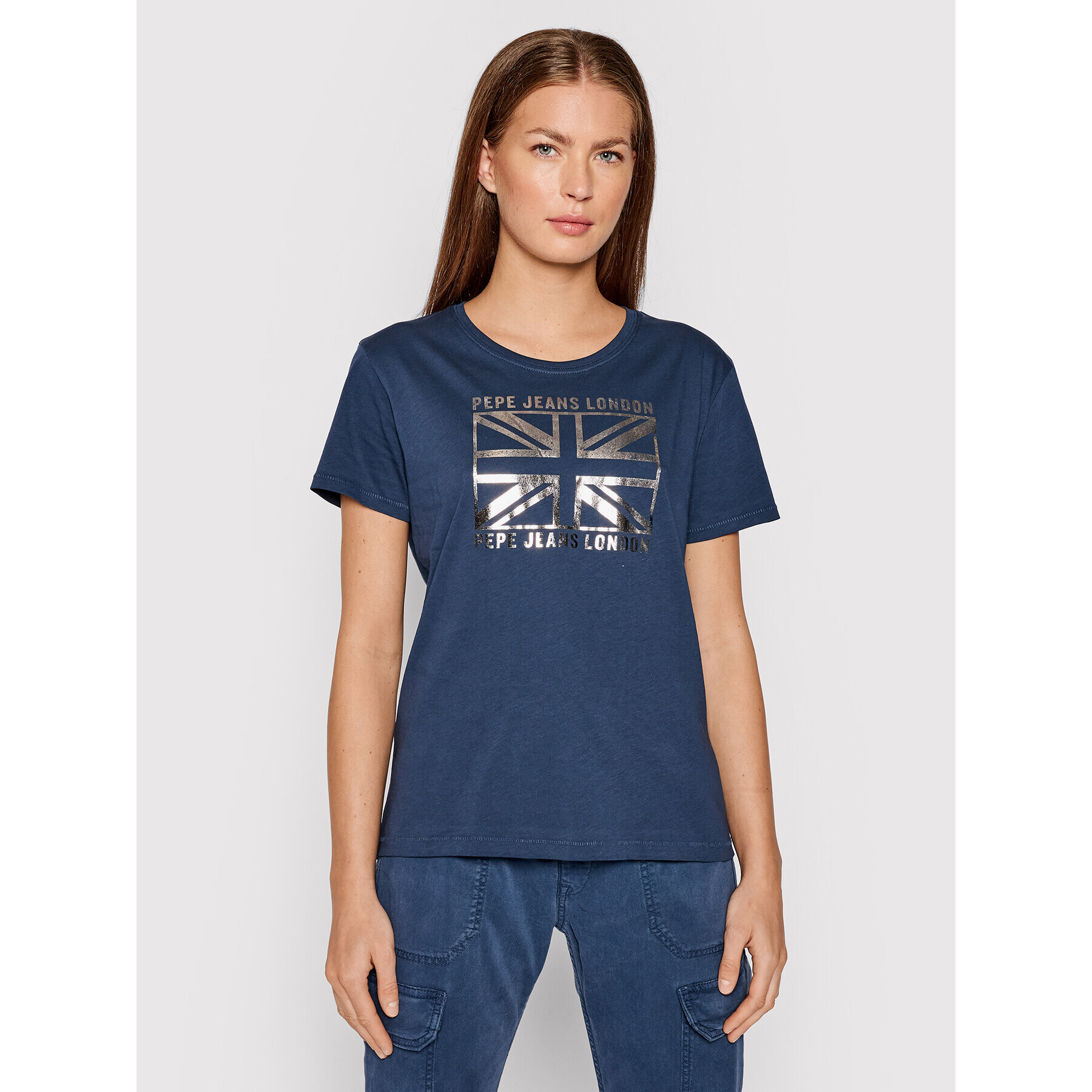 Pepe Jeans Тишърт Zeldas PL505037 Тъмносин Regular Fit - Pepit.bg