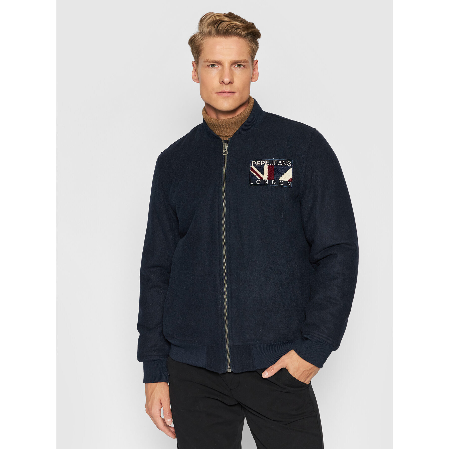 Pepe Jeans Яке бомбър George PM402433 Тъмносин Regular Fit - Pepit.bg