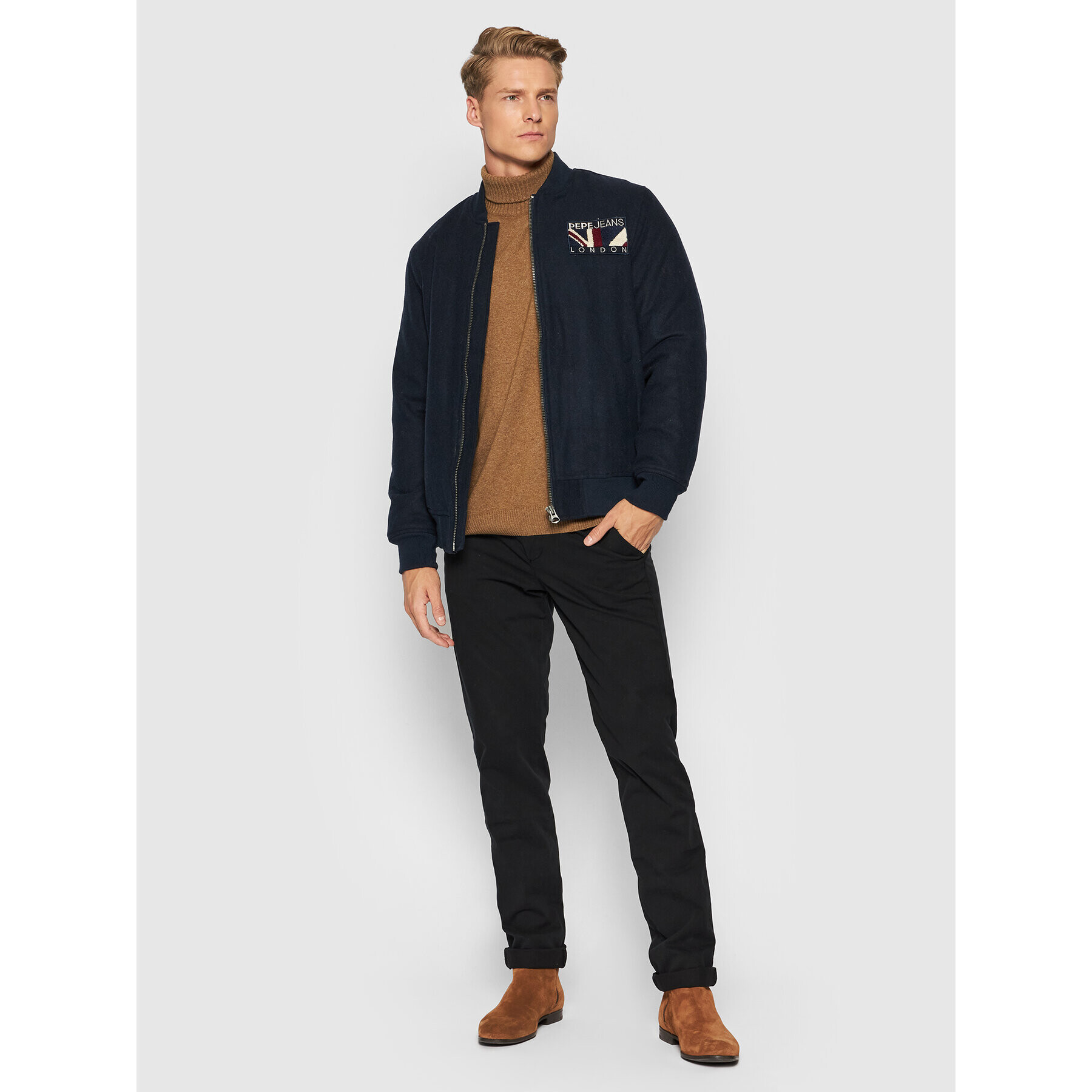 Pepe Jeans Яке бомбър George PM402433 Тъмносин Regular Fit - Pepit.bg