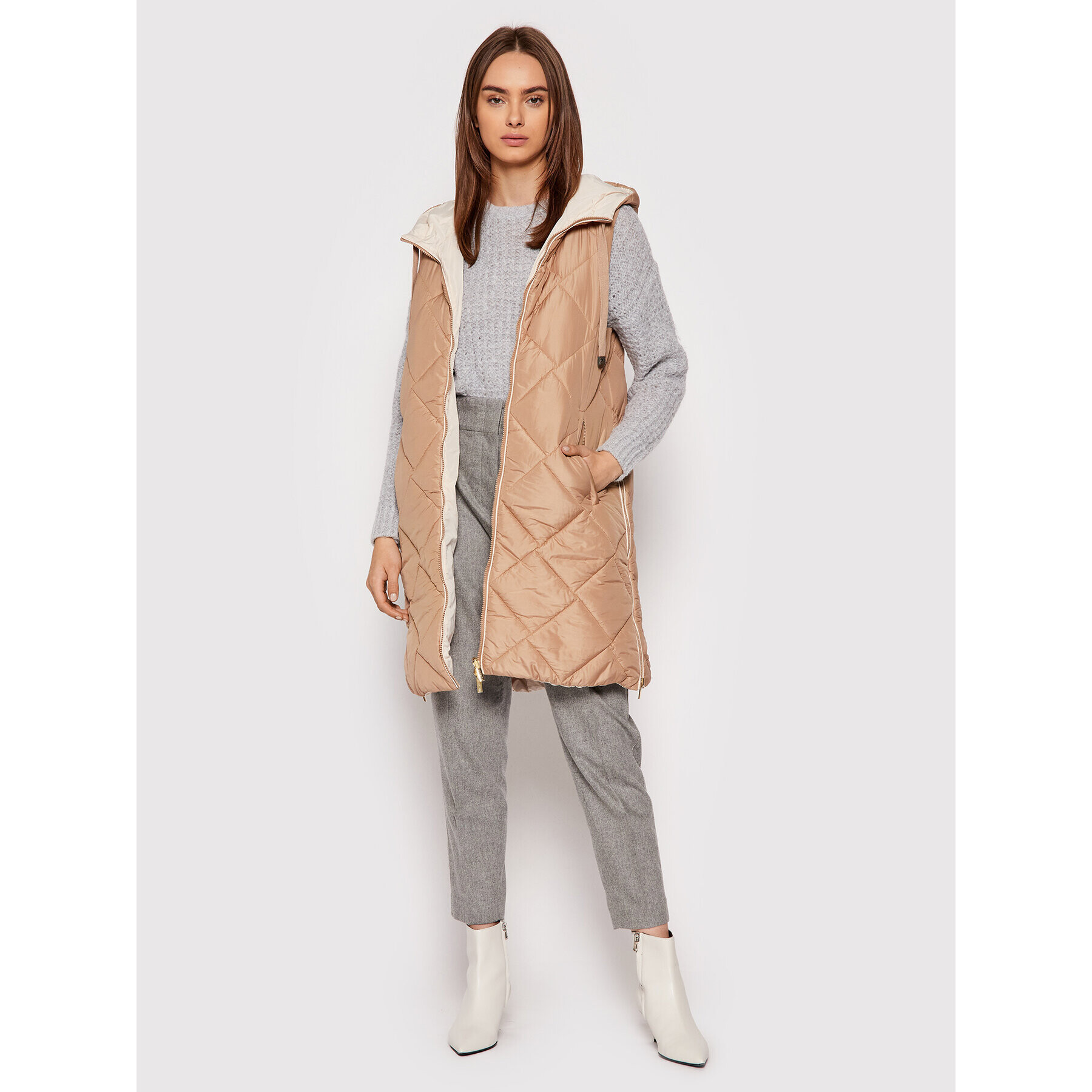 Peserico Елек S23280 Бежов Regular Fit - Pepit.bg