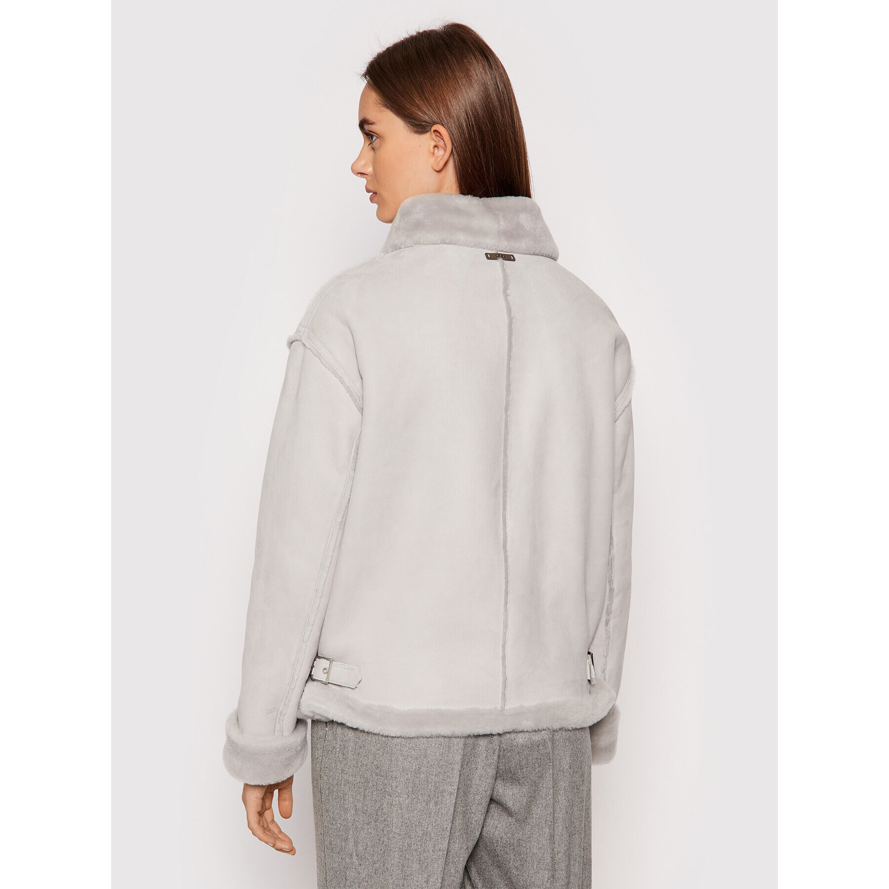 Peserico Кожено яке S21326C03 Сив Regular Fit - Pepit.bg
