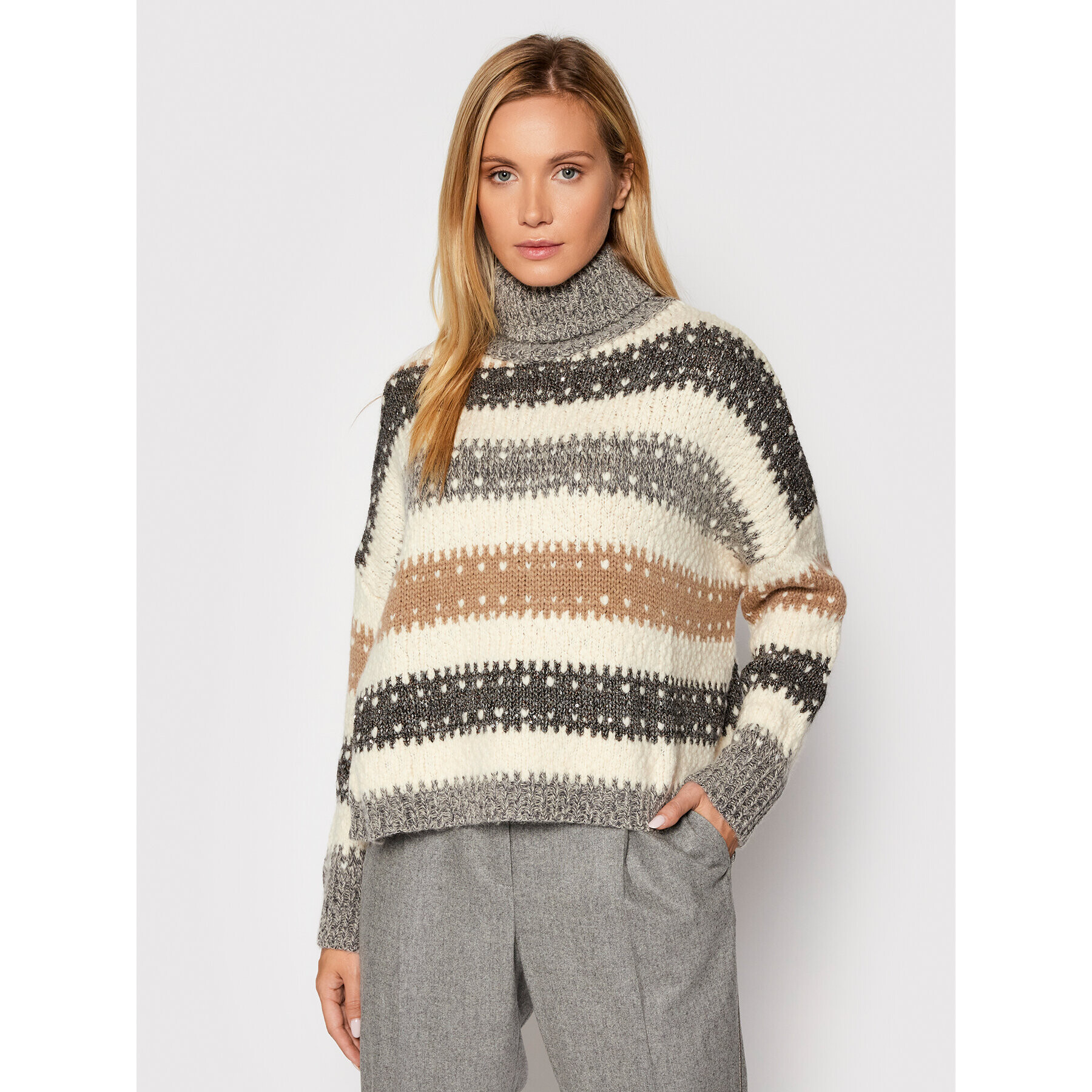 Peserico Поло S99111F03 Бежов Boxy Fit - Pepit.bg