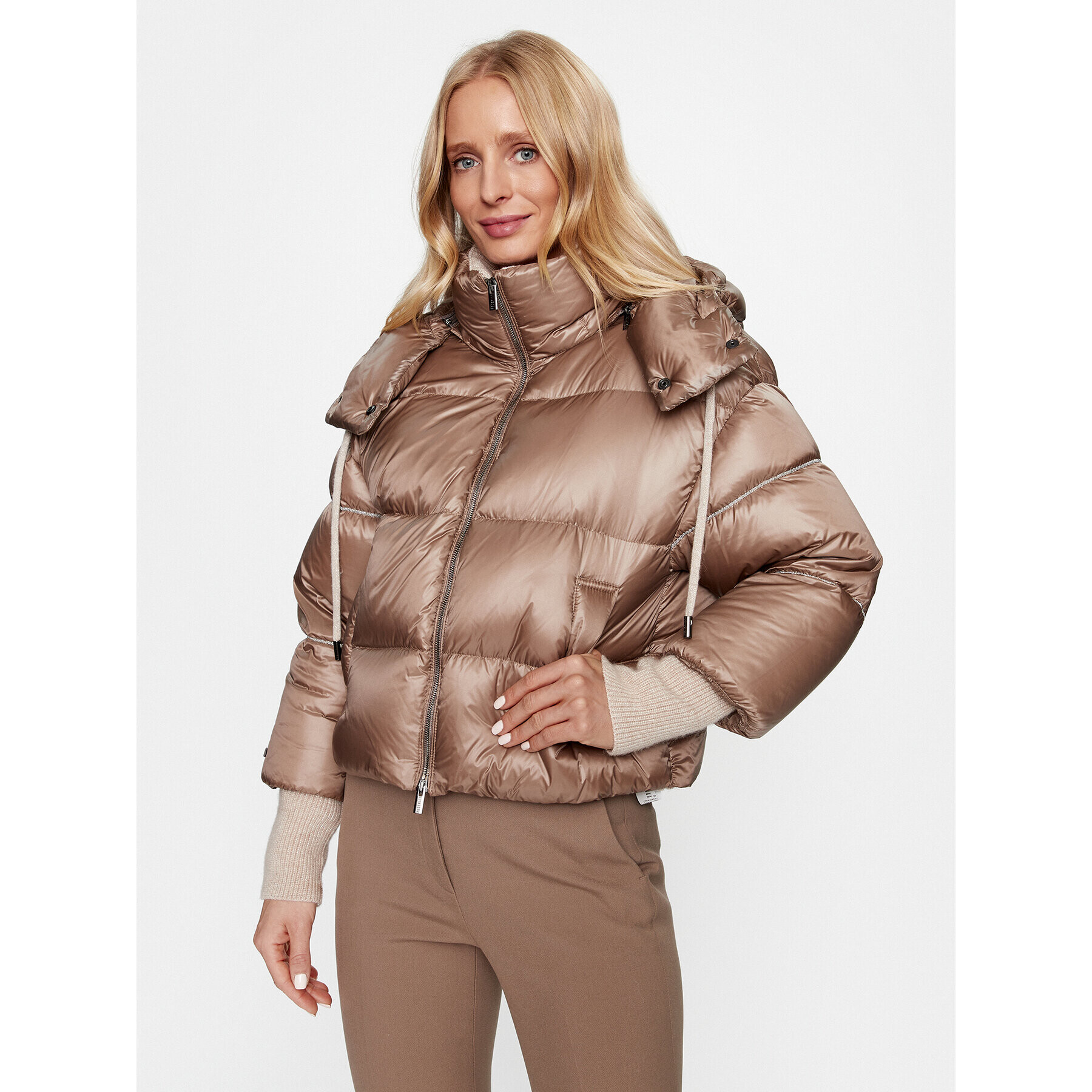 Peserico Пухено яке S24472 Кафяв Regular Fit - Pepit.bg