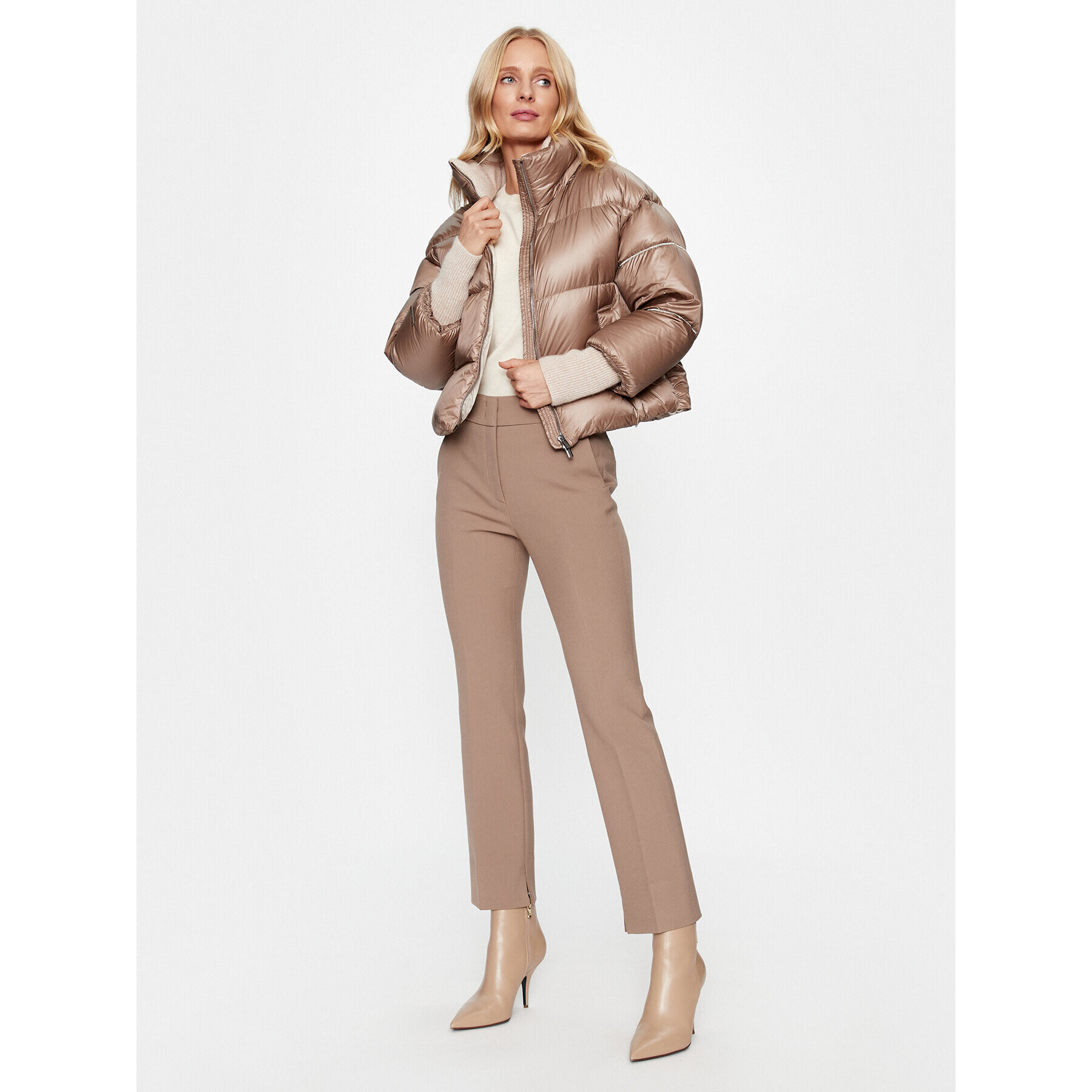 Peserico Пухено яке S24472 Кафяв Regular Fit - Pepit.bg
