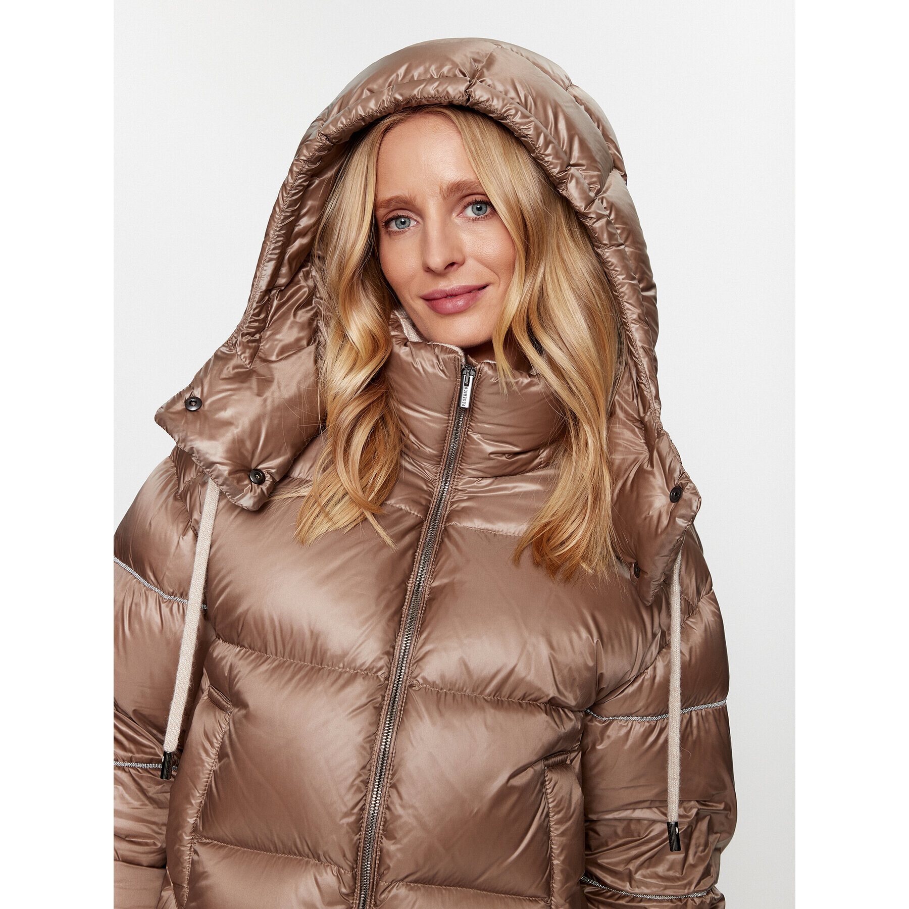 Peserico Пухено яке S24472 Кафяв Regular Fit - Pepit.bg