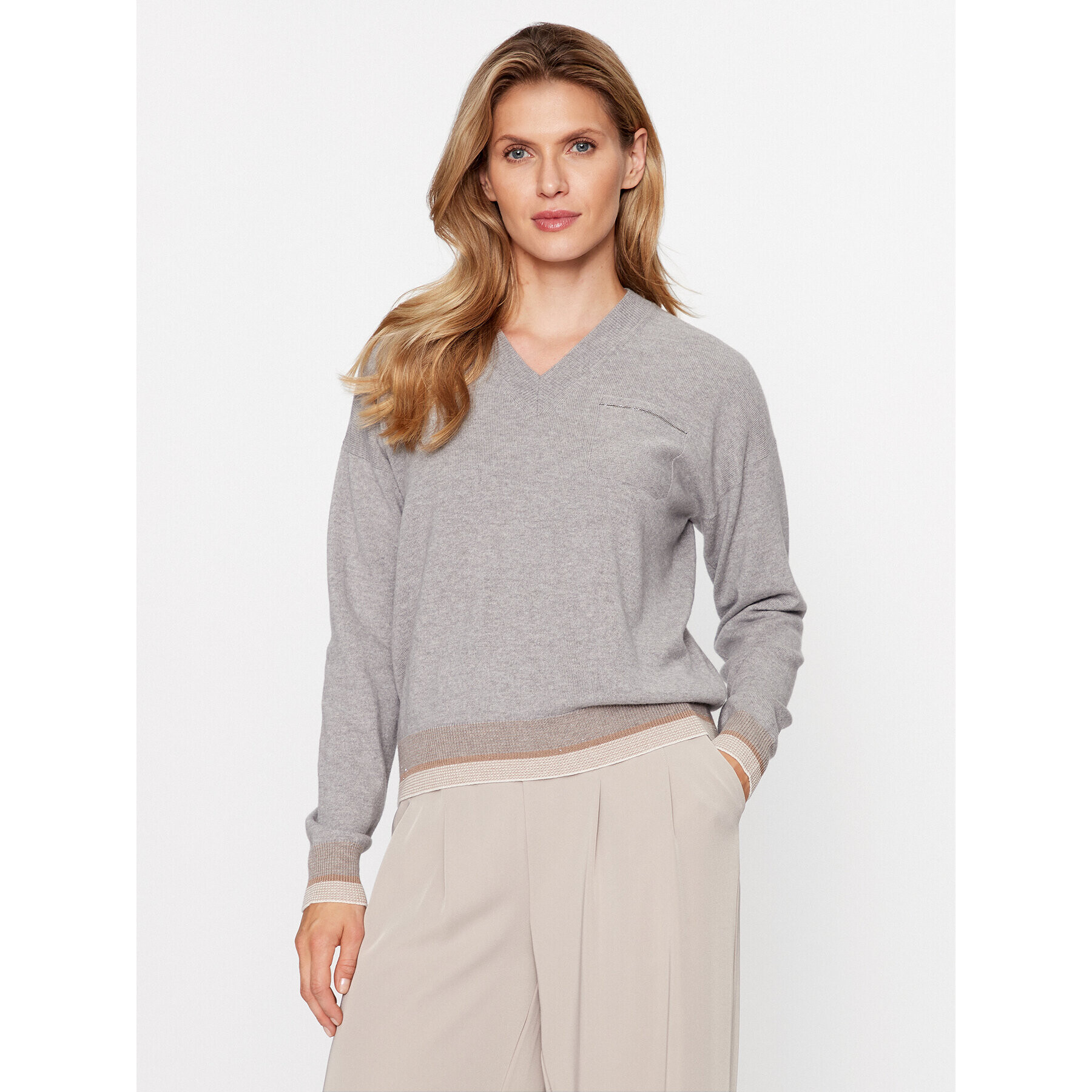 Peserico Пуловер S99496F12K Сив Regular Fit - Pepit.bg