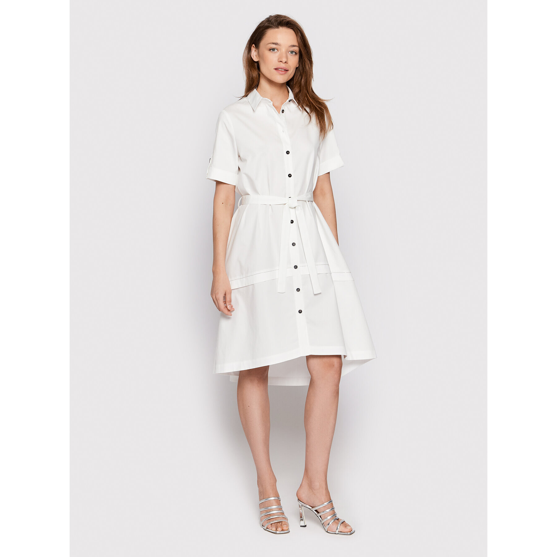 Peserico Рокля тип риза S02701A Бял Regular Fit - Pepit.bg