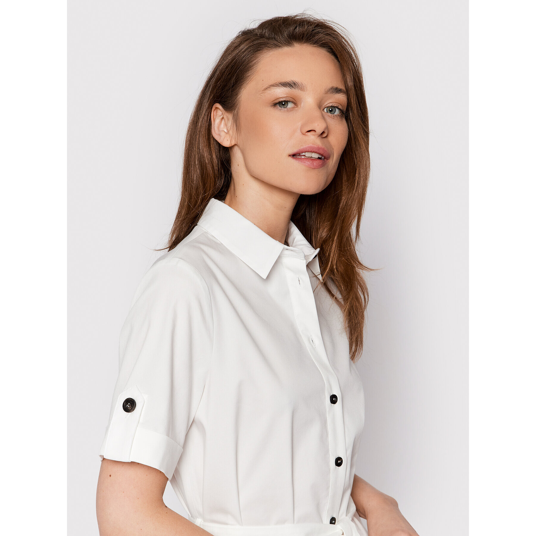Peserico Рокля тип риза S02701A Бял Regular Fit - Pepit.bg