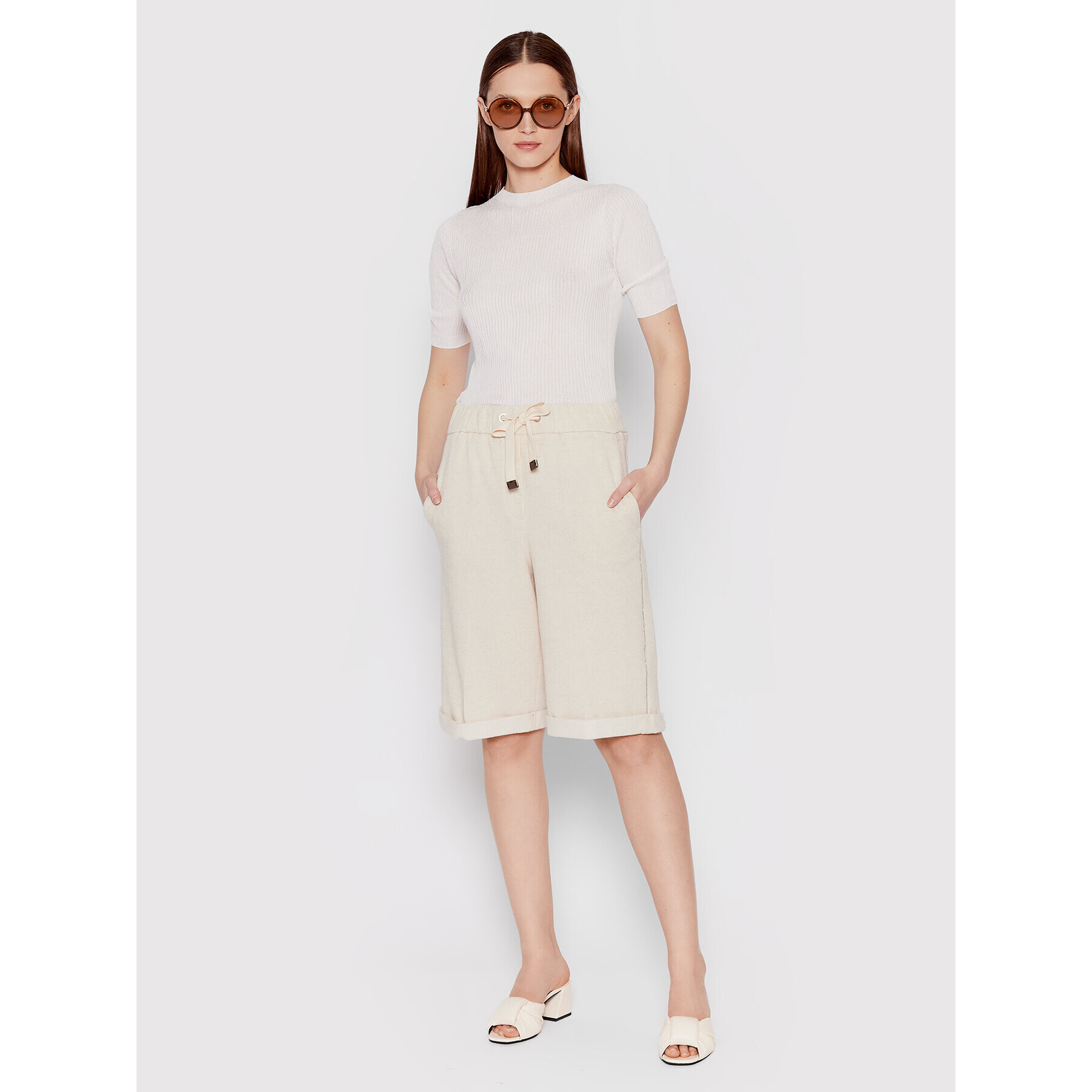 Peserico Шорти от плат P04032J0 Бежов Regular Fit - Pepit.bg