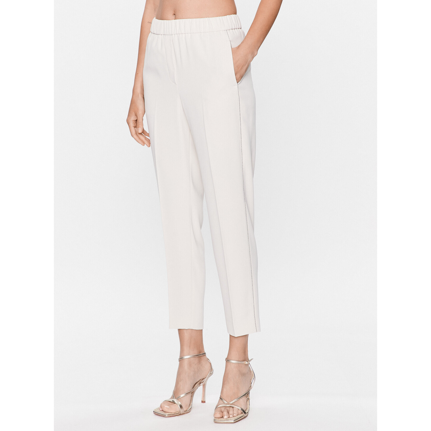 Peserico Текстилни панталони P04072 Екрю Regular Fit - Pepit.bg