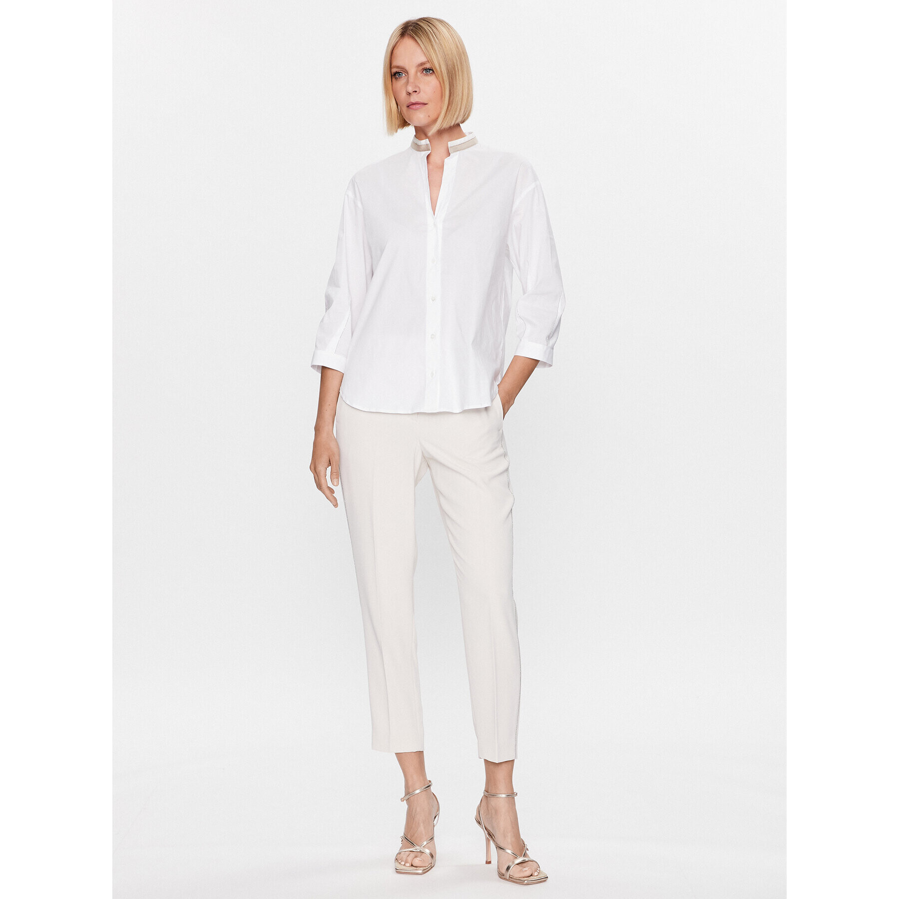 Peserico Текстилни панталони P04072 Екрю Regular Fit - Pepit.bg