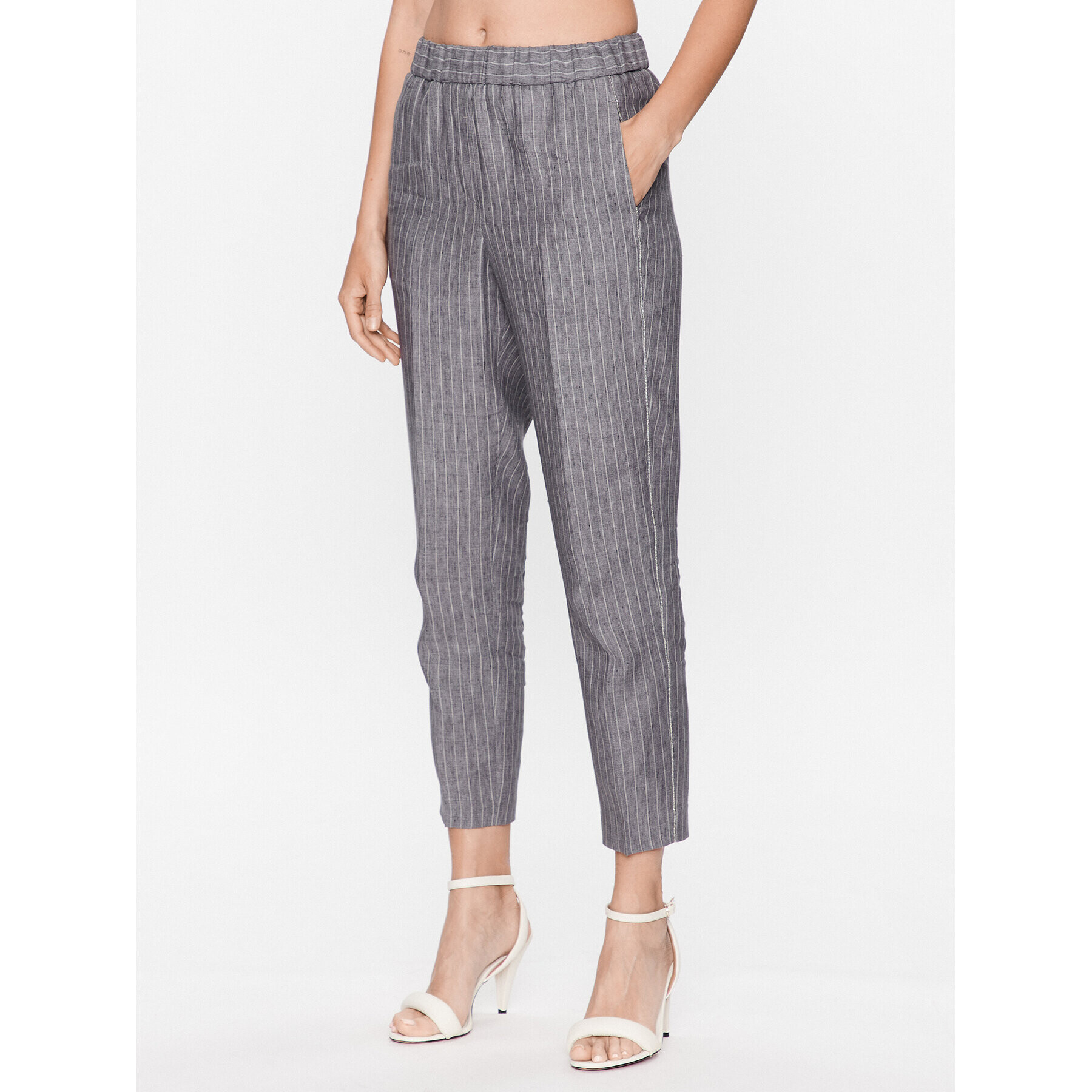 Peserico Текстилни панталони P04072 Сив Regular Fit - Pepit.bg