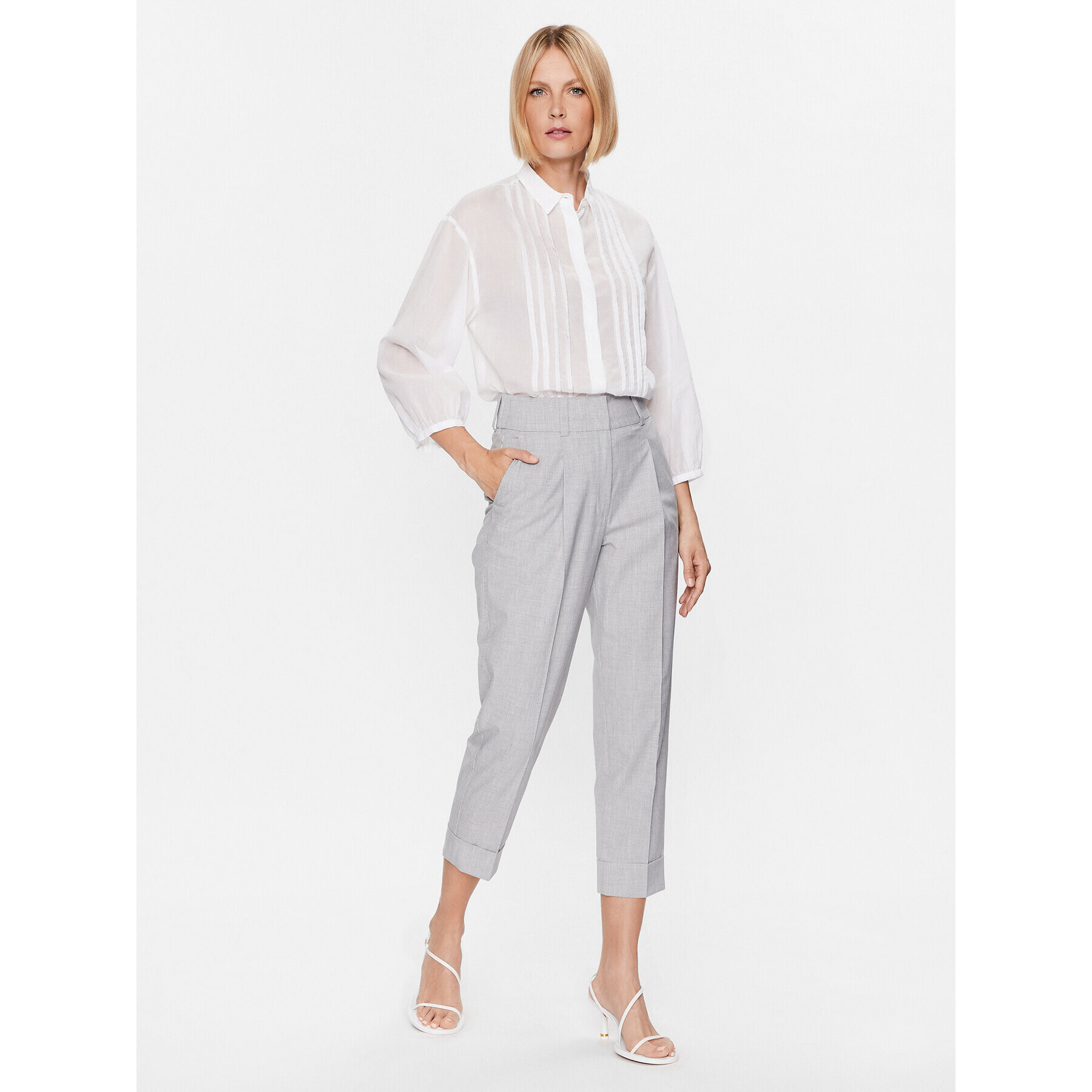 Peserico Текстилни панталони P04816V Сив Regular Fit - Pepit.bg