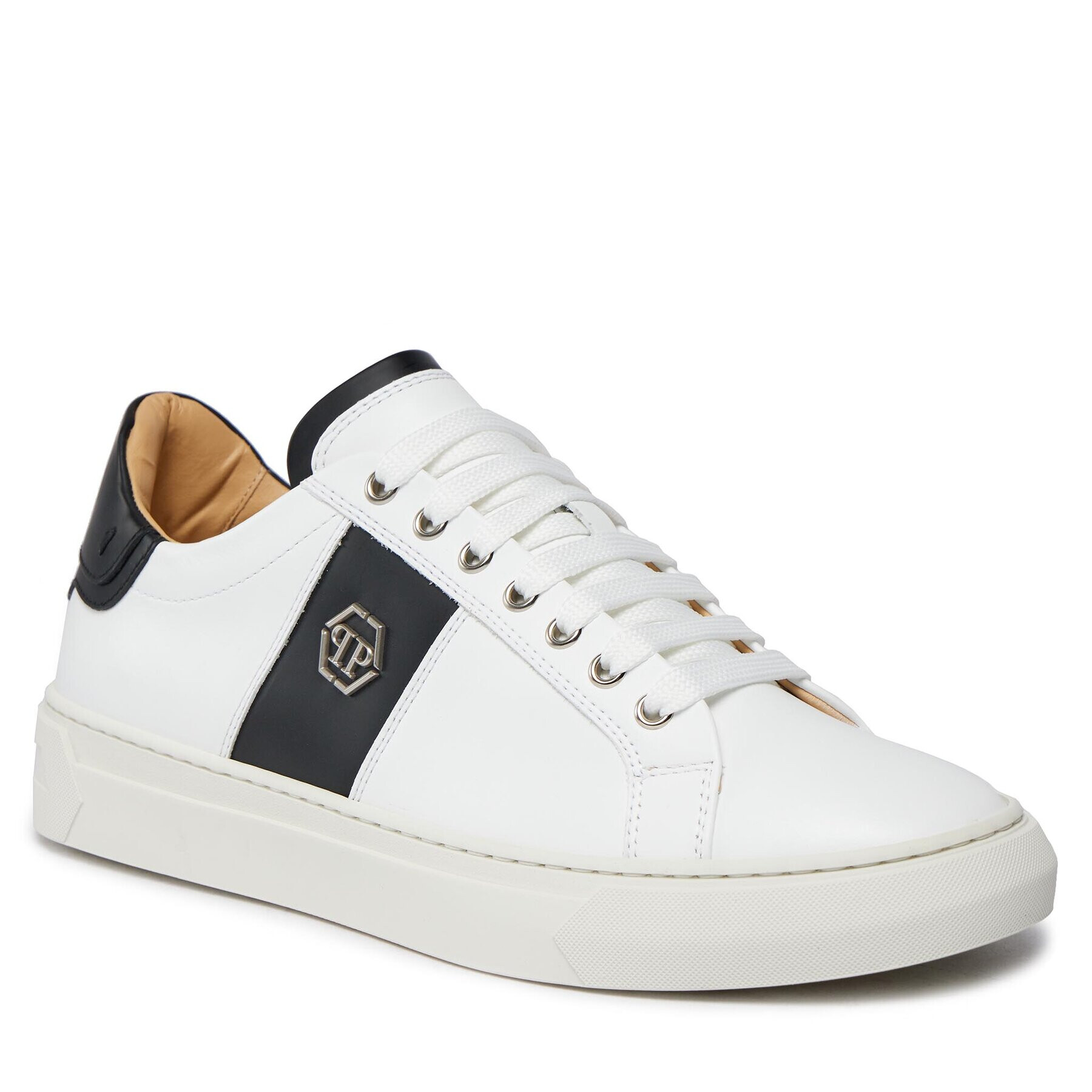 PHILIPP PLEIN Сникърси Leather Lo-Top Sneakers Hexagon AACS MSC3905 PLE075N Бял - Pepit.bg